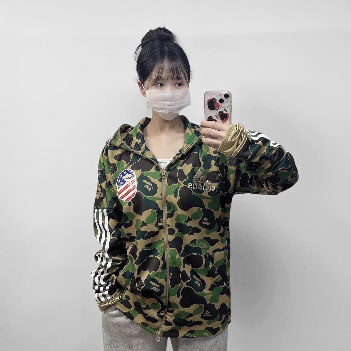 베이프 Bape x 아디다스 abc카모 샤크 져지 후드 집업 상품이미지1