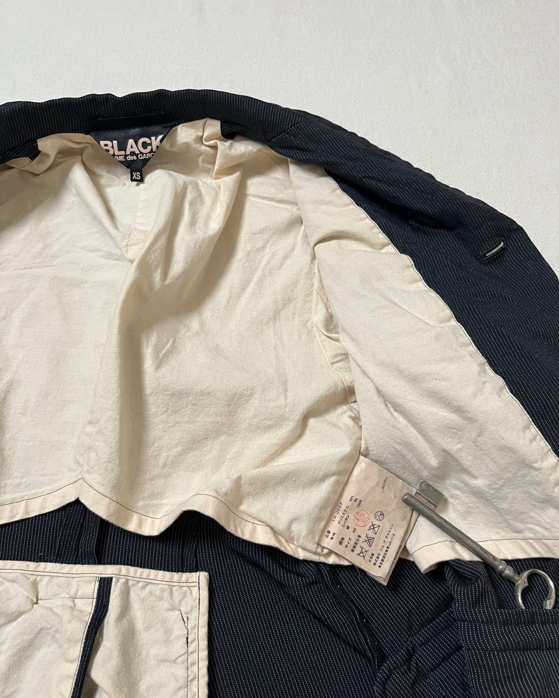 꼼데가르송 블랙 축융폴리 스트라이프 코트 comme des garcons 상품이미지7