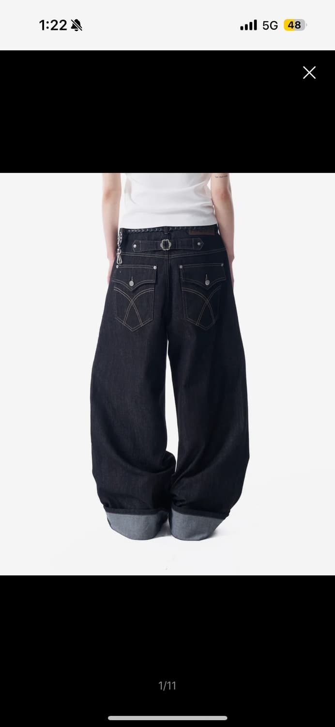 아캄 Cinch Back Denim Pants (Black) 상품이미지1