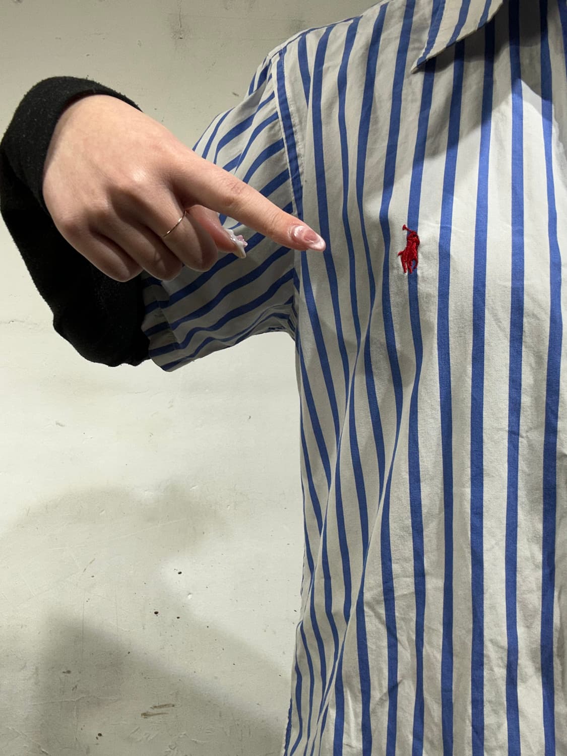 폴로 랄프 로렌 블루 스트라이프 반팔 셔츠 M 상품이미지4