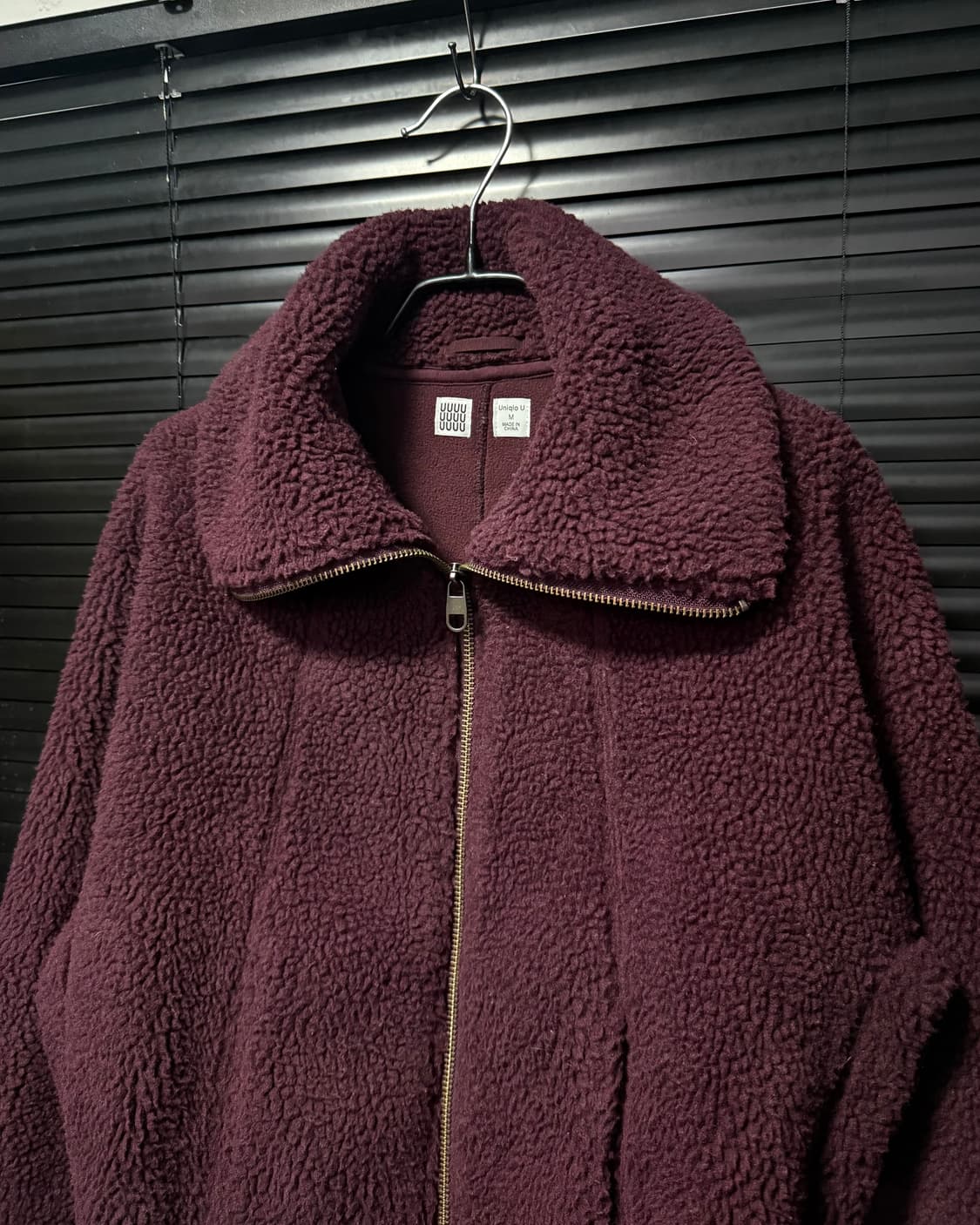 유니클로 U 르메르 콜라보 버건디 하이넥 양털 플리스 후리스 하이넥 집업 상품이미지4