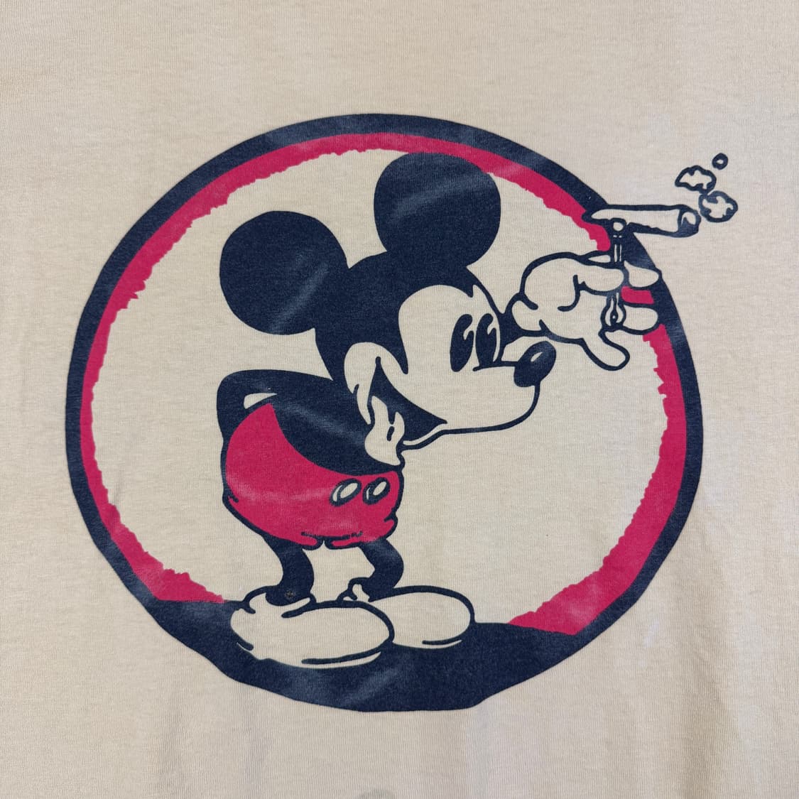 빈티지 90s Mickey Smoking 미키 스모킹 페이드 티셔츠 상품이미지3
