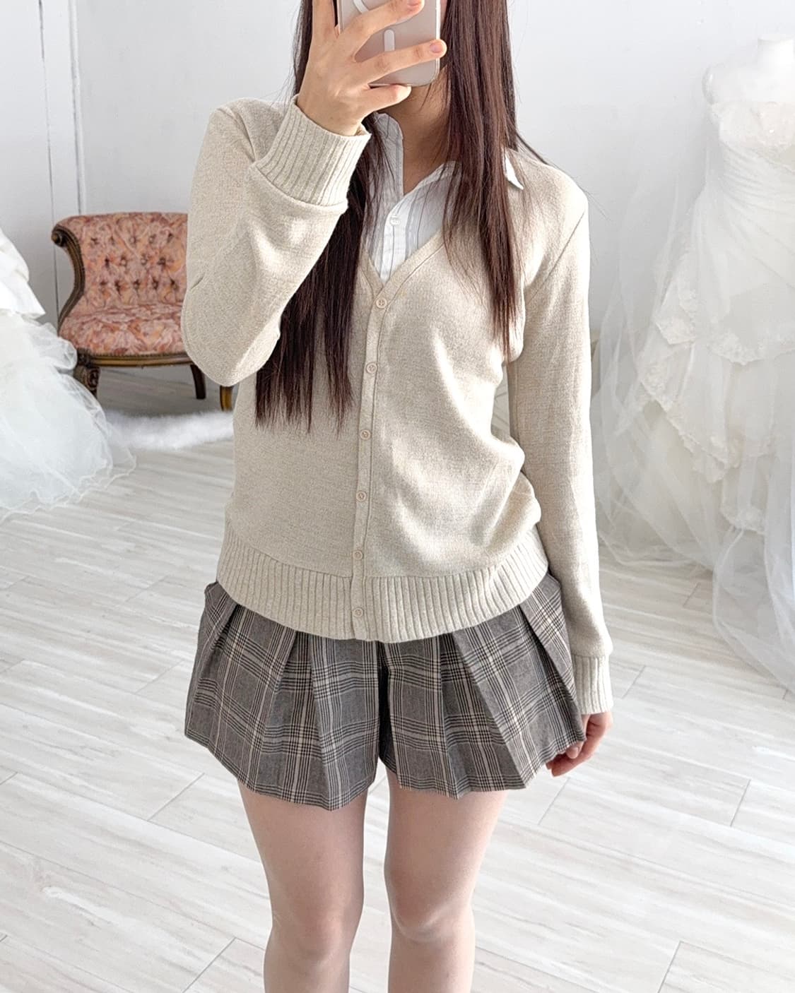 Geekchic Beige shirt layered knit 상품이미지1