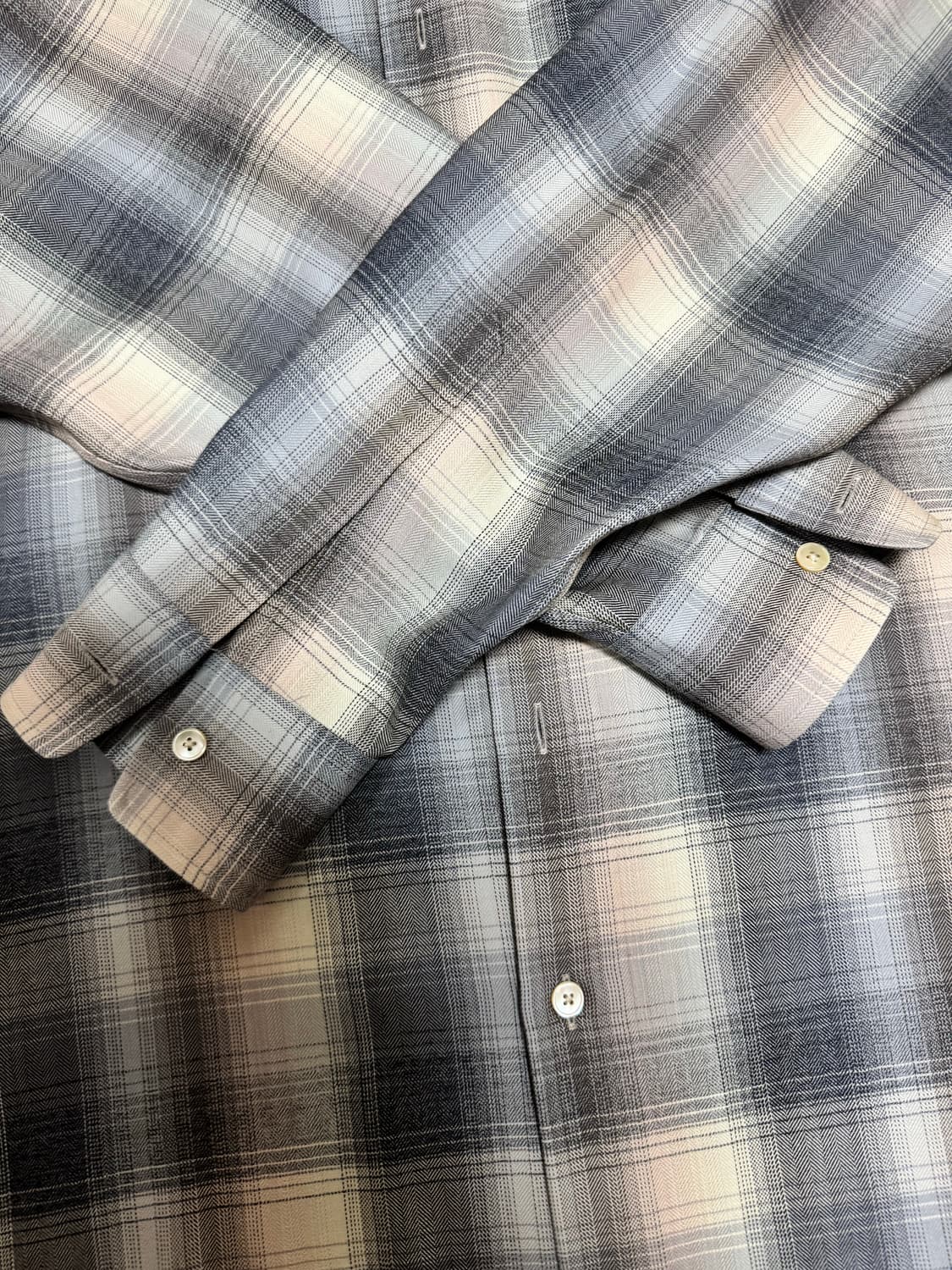 오라리 24fw 울 체크셔츠 블루베이지 상품이미지3