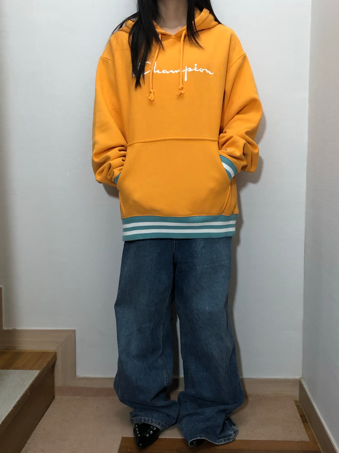 빈티지 챔피온 옐로우 후디 상품이미지5