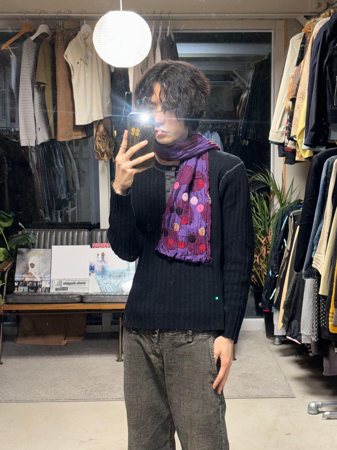 빈티지 플리츠 도트 머플러 상품이미지5