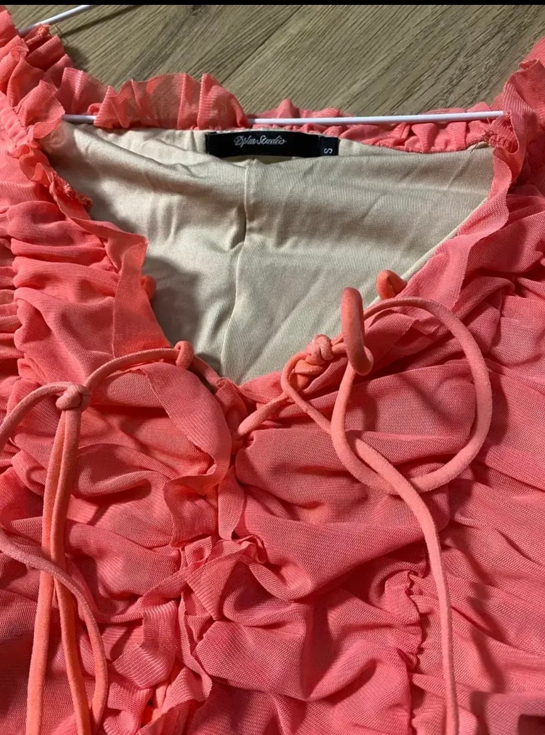 살몬 핑크 셔링 원피스 상품이미지4