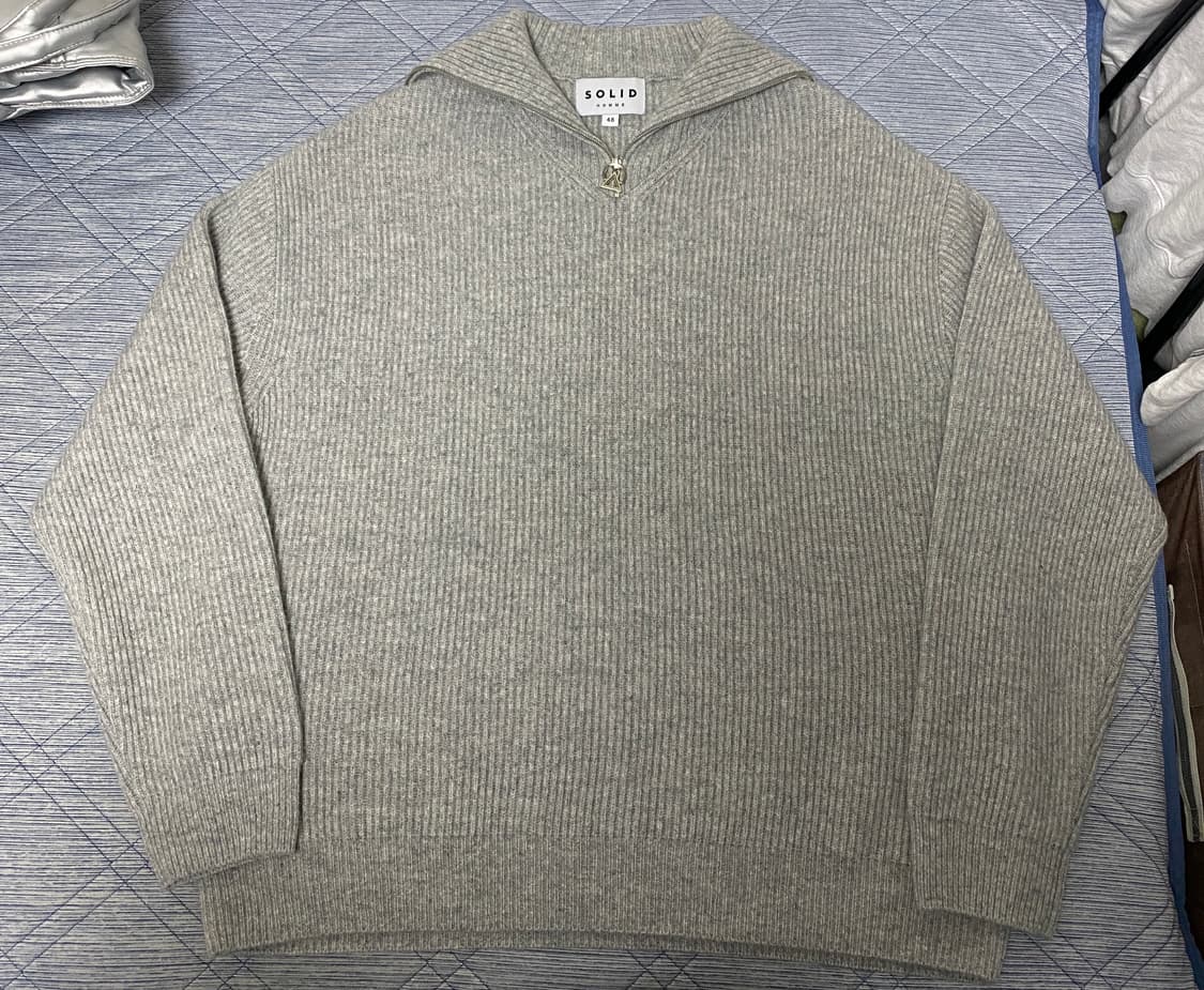 솔리드옴므 23FW 하프집업 니트 그레이 48 상품이미지3