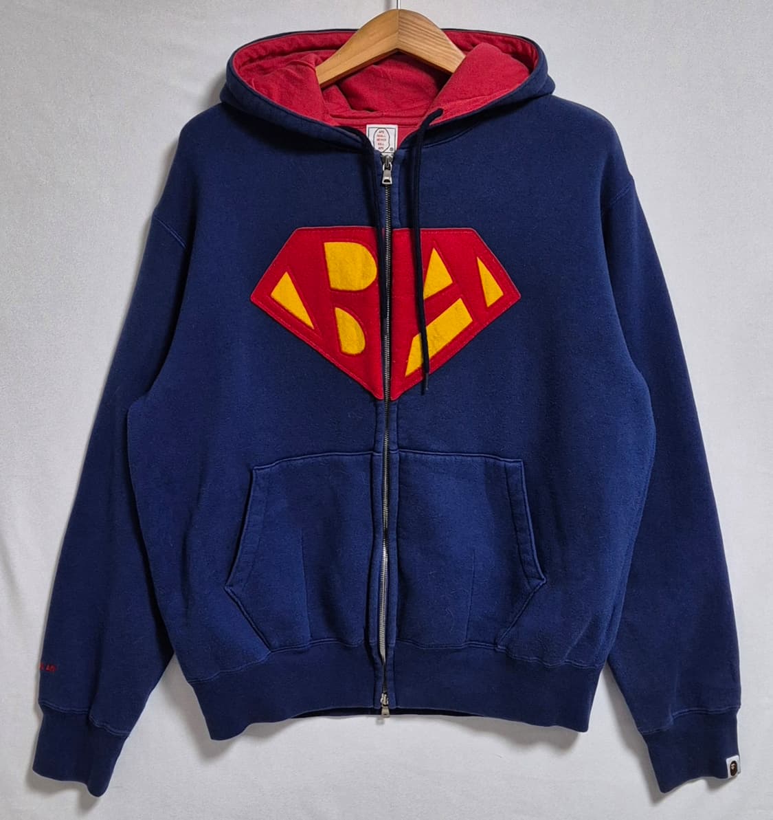 오버핏 M ) BAPE 베이프 x DC 슈퍼맨 다크블루 기모 후드티 상품이미지1