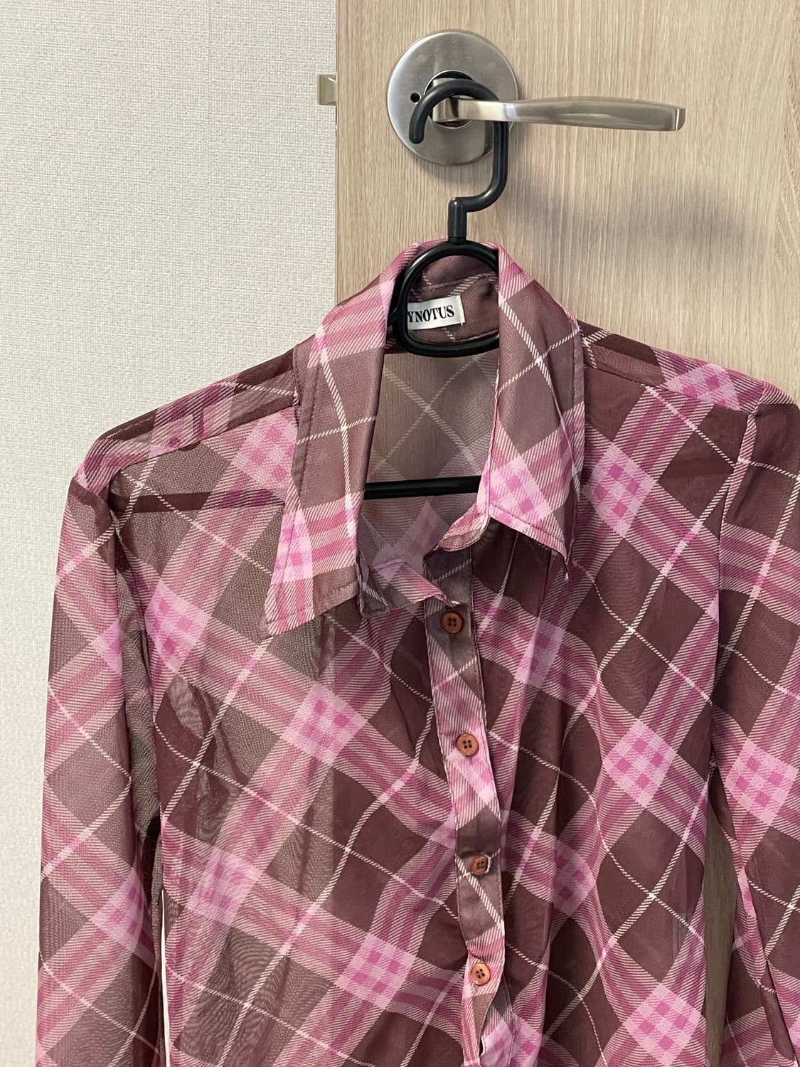 Whynotus 메쉬 체크 셔츠 상품이미지3