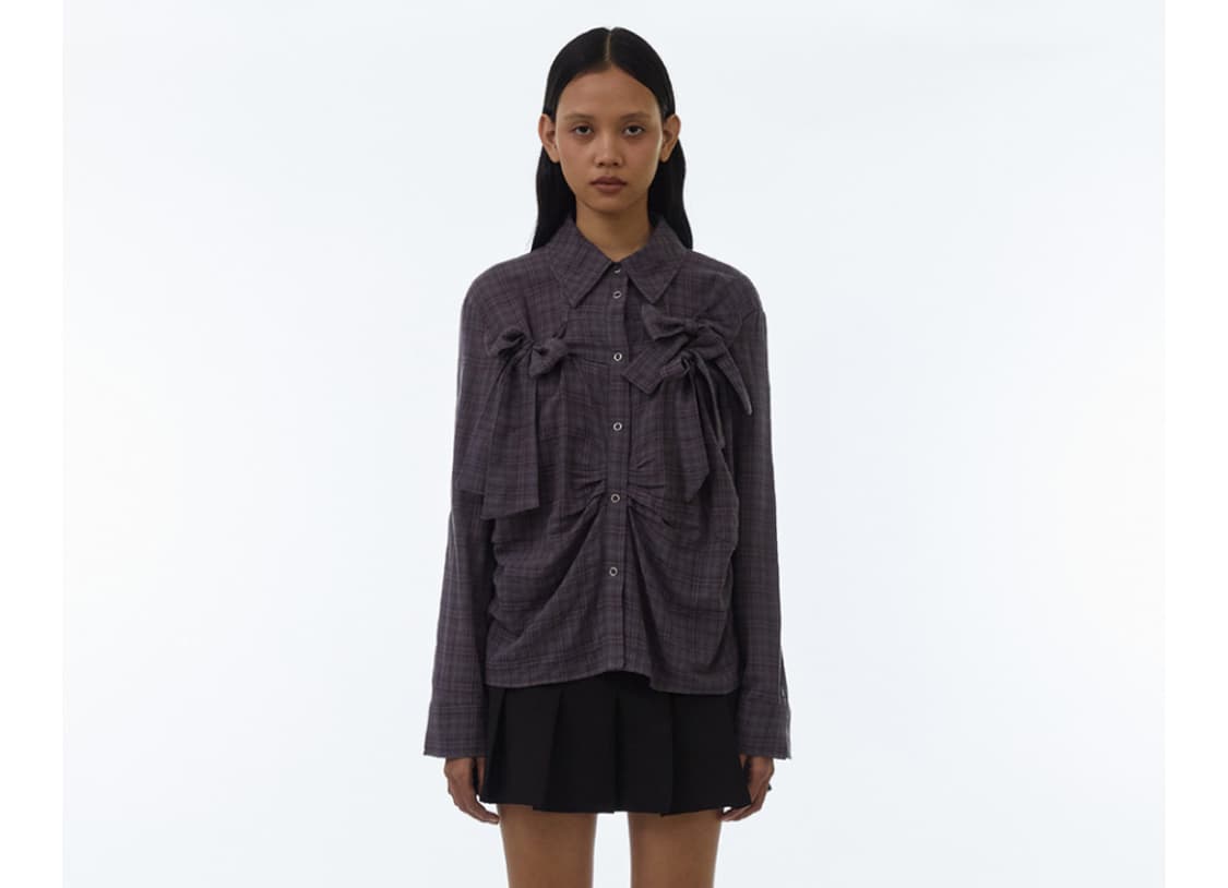 밀로우먼 리본 타이 셔츠 상품이미지1