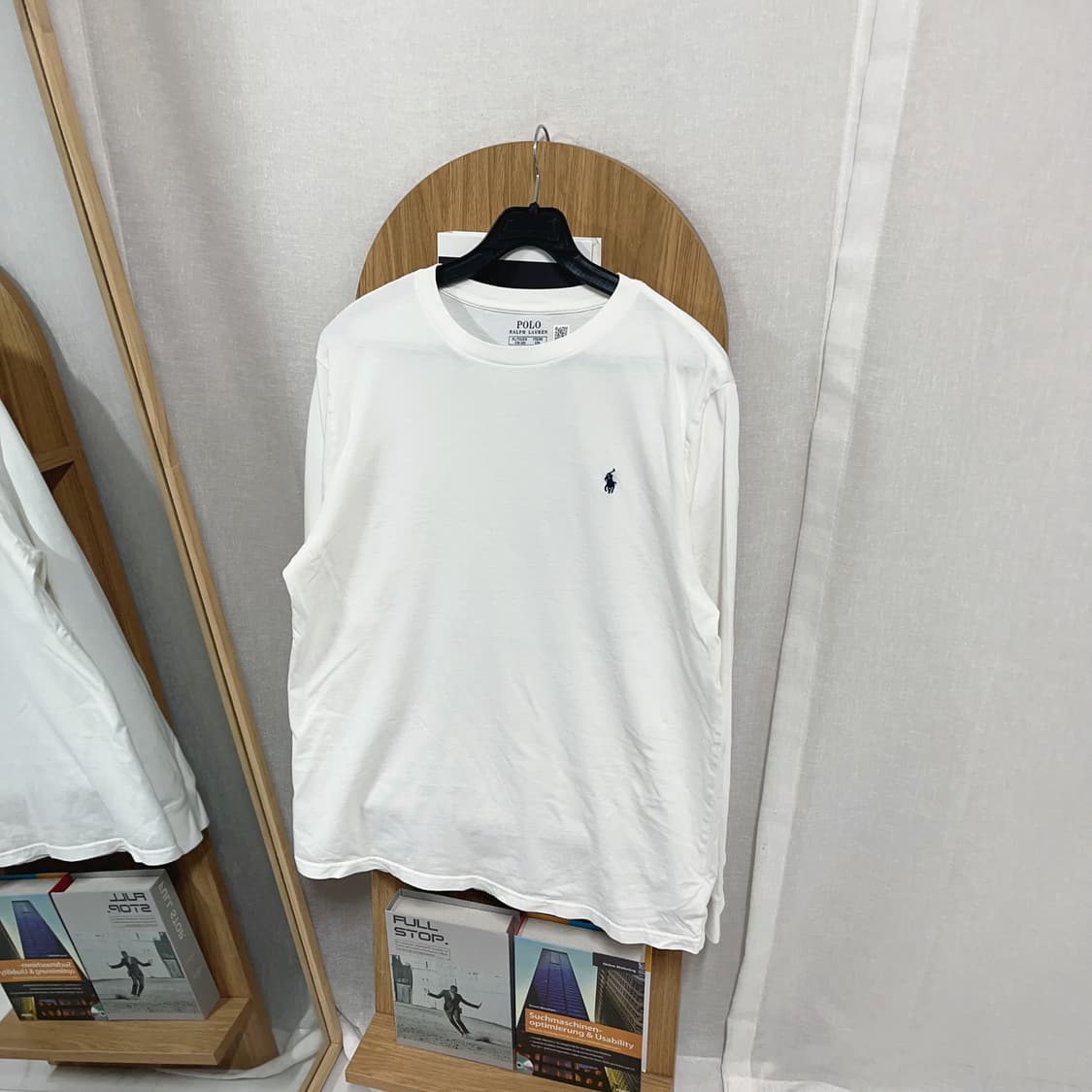 [정품] 폴로 화이트 / 네이비포니 라운드 긴팔티 [ L ] 상품이미지3