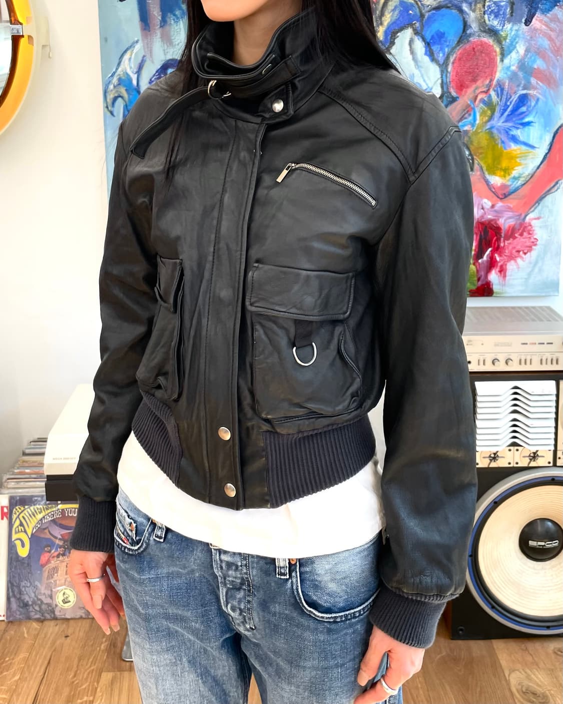 [38] 스포츠막스 코드 레더 봄버 자켓 상품이미지1