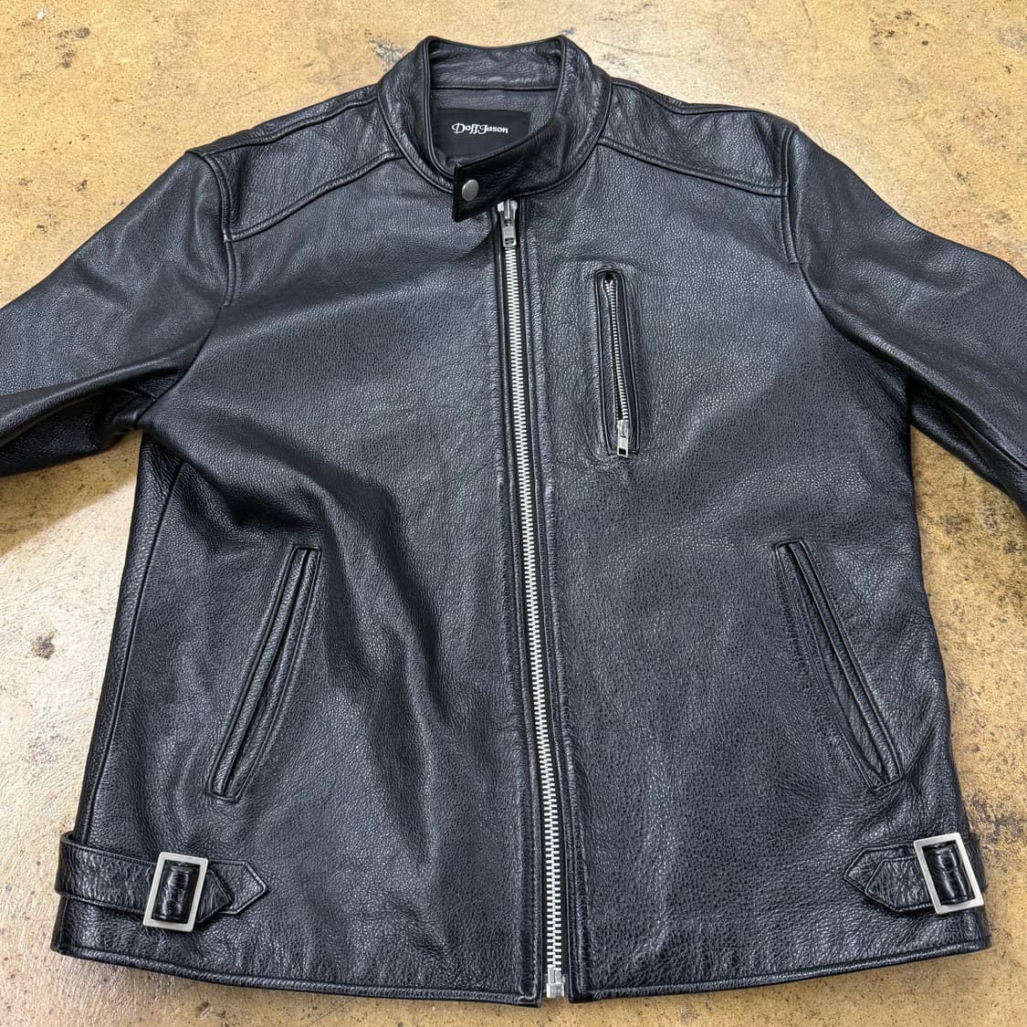 [정품/L] 도프제이슨 블랙 가죽 라이더 자켓 b15 상품이미지3