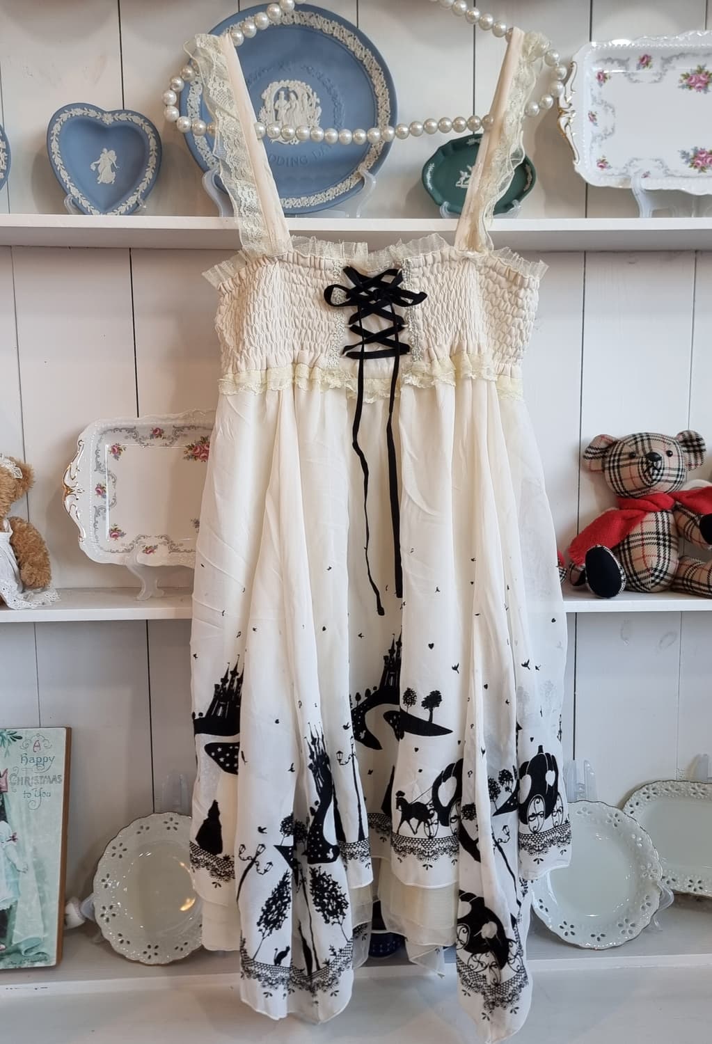 레이스 뷔스티에 원피스 블랙 프린팅 상품이미지1