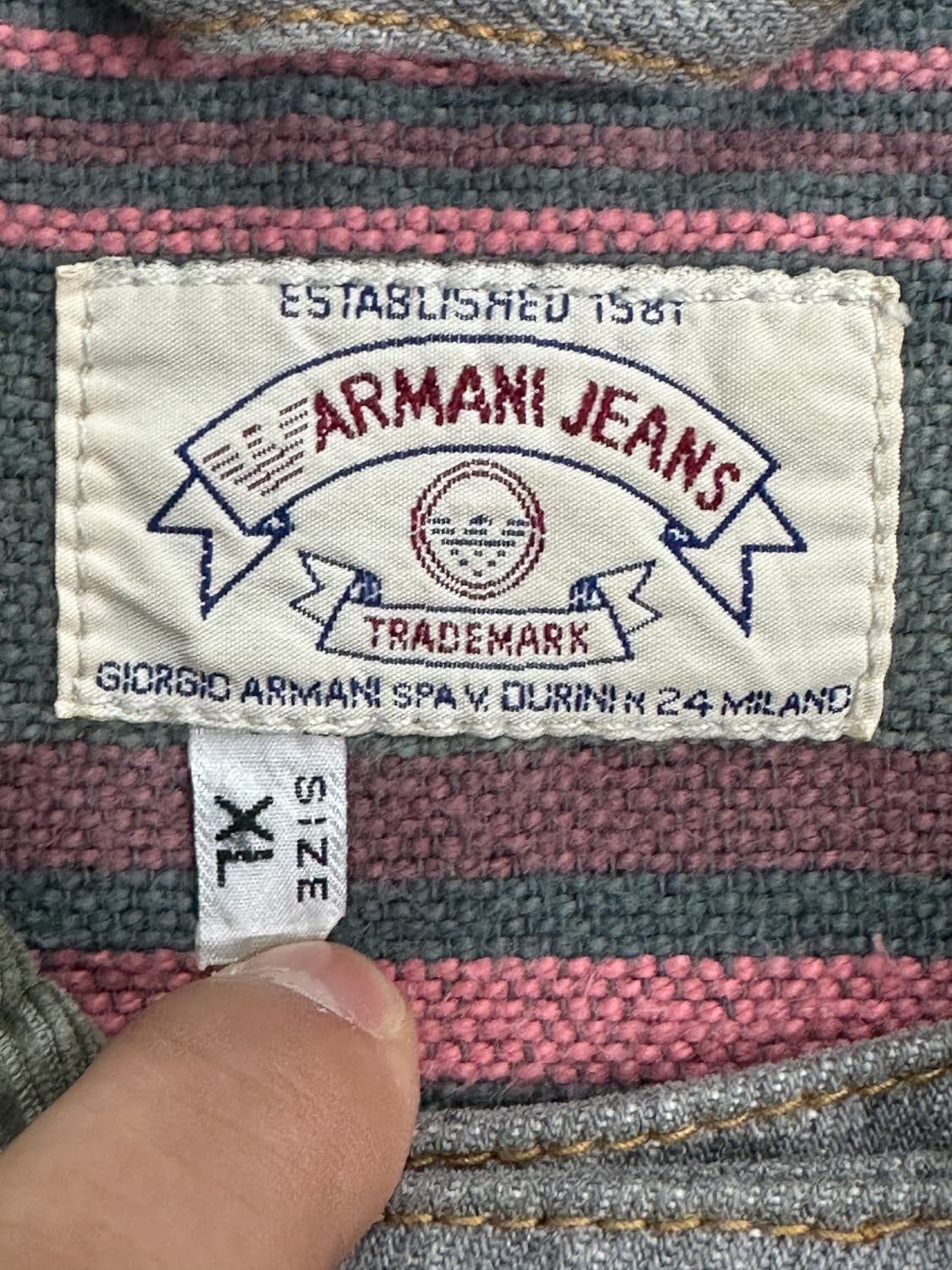 90s Armani Jeans 콘트라스트 데님 자켓 XL 상품이미지8
