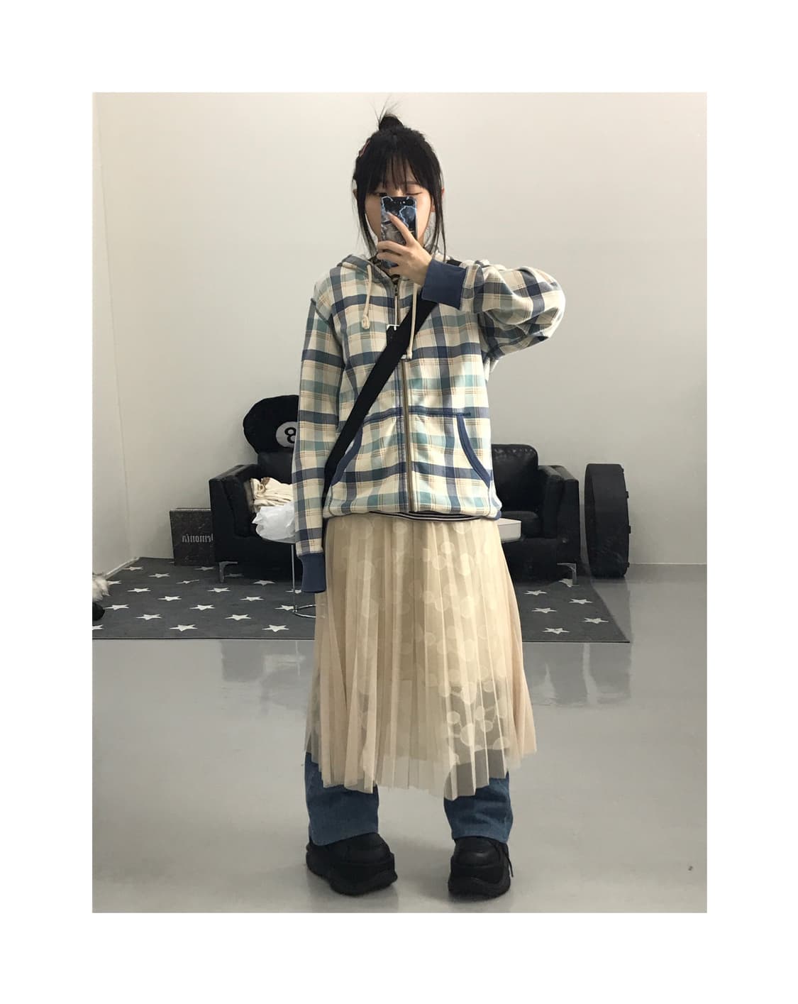 Uniqlo Cotton Checked Zip Up Hoodies 상품이미지1