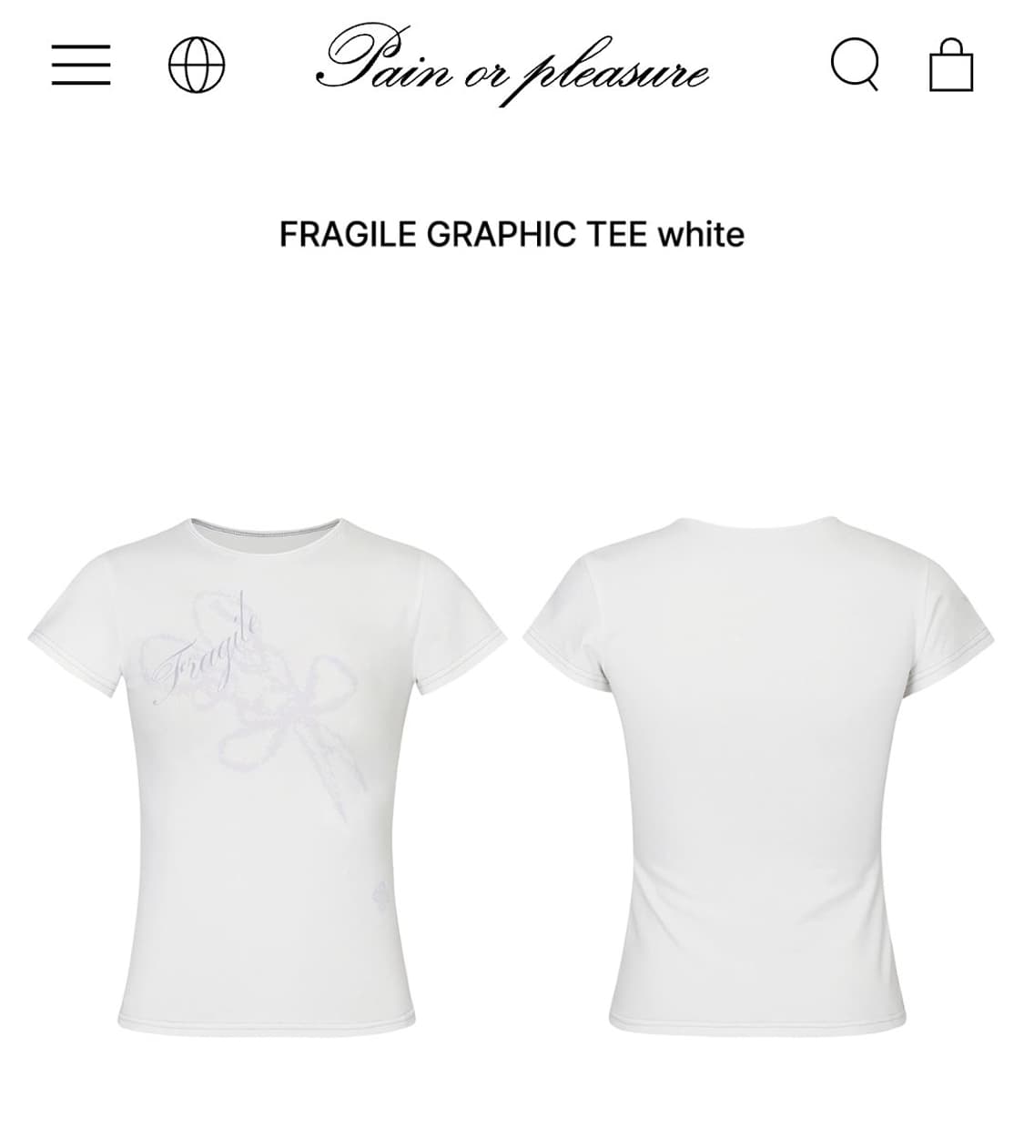 페인오어플레져 fragile graphic tee white s 상품이미지1
