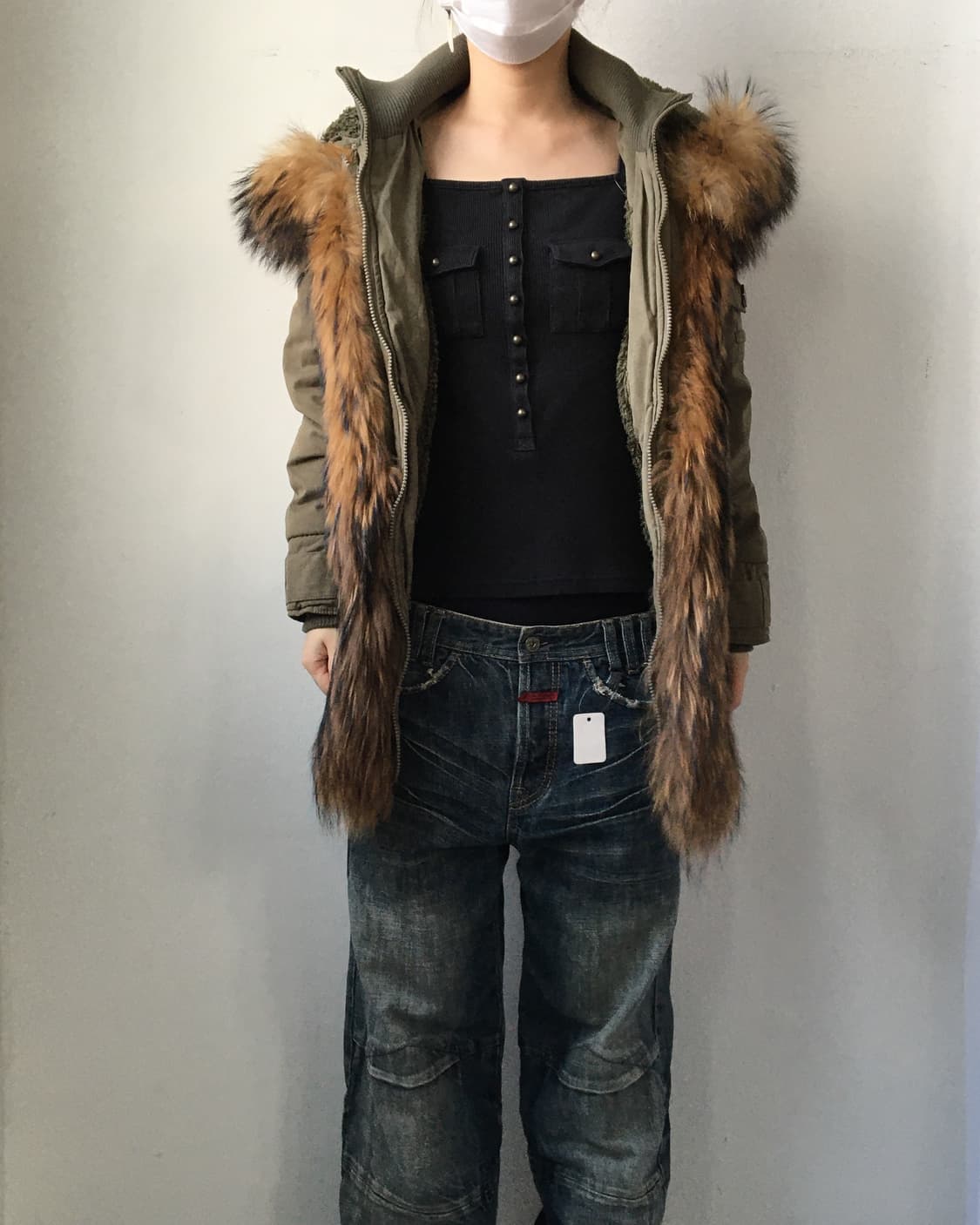 Raccoon fur trimming hood jacket 상품이미지8