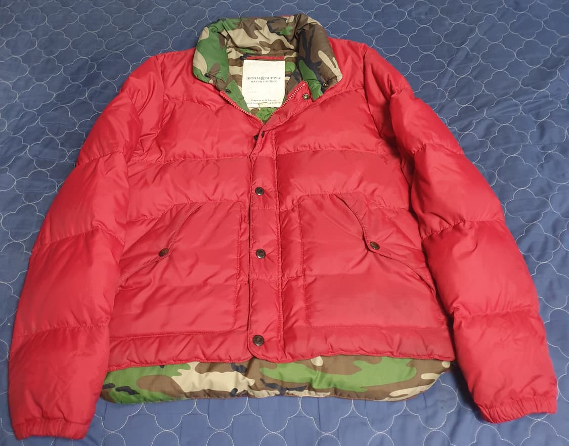 랄프로렌&데님앤서플라이 오리털 밀리터리 패브릭 다운파카 레드 (L) 상품이미지1