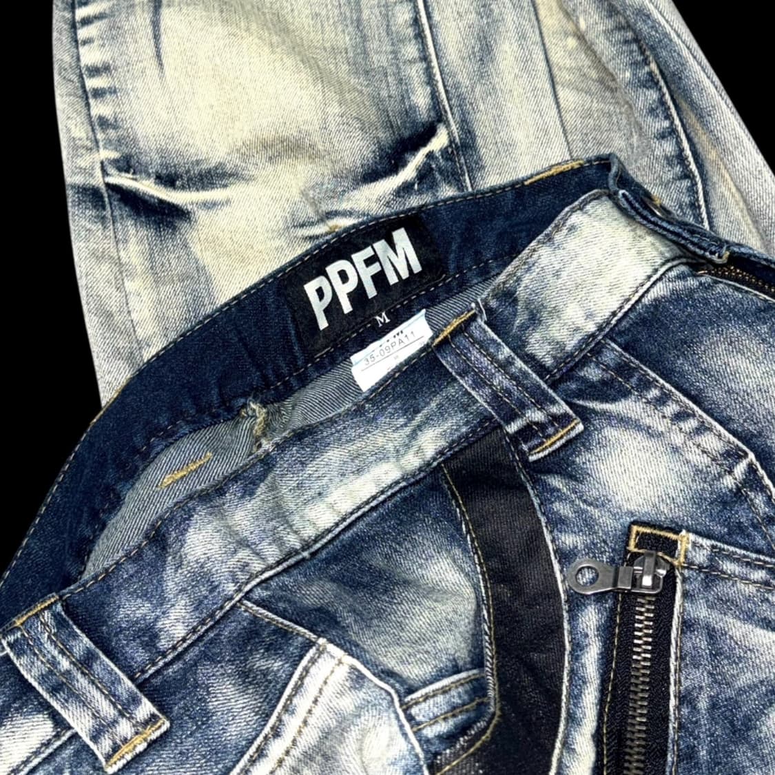 PPFM Curve Washed Denim Leather Zipper 상품이미지7