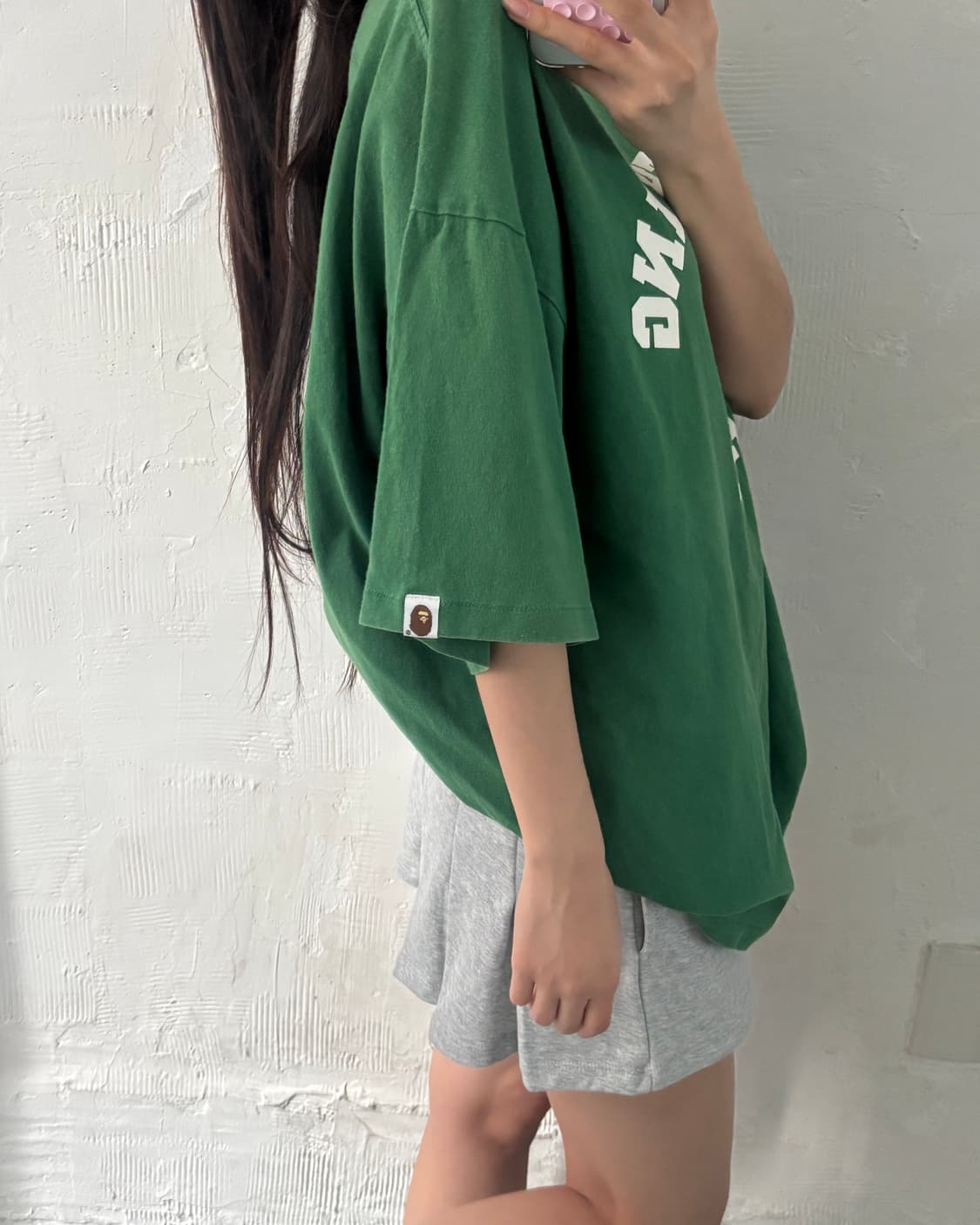 BAPE 베이프 컬리지 사루 그린컬러 티셔츠 상품이미지2