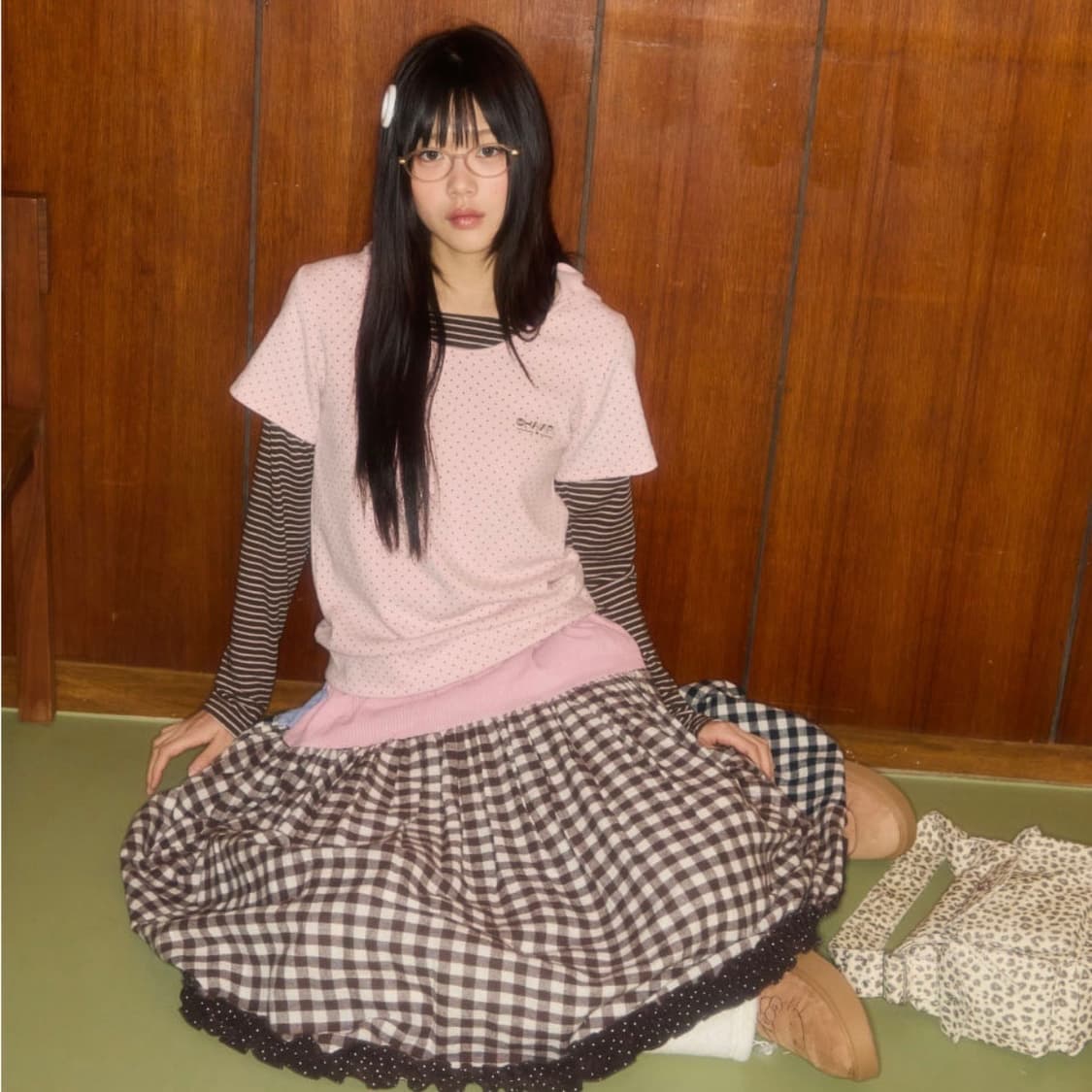 뉴 쿠키 레이어드 후디 탑 (핑크) 상품이미지2