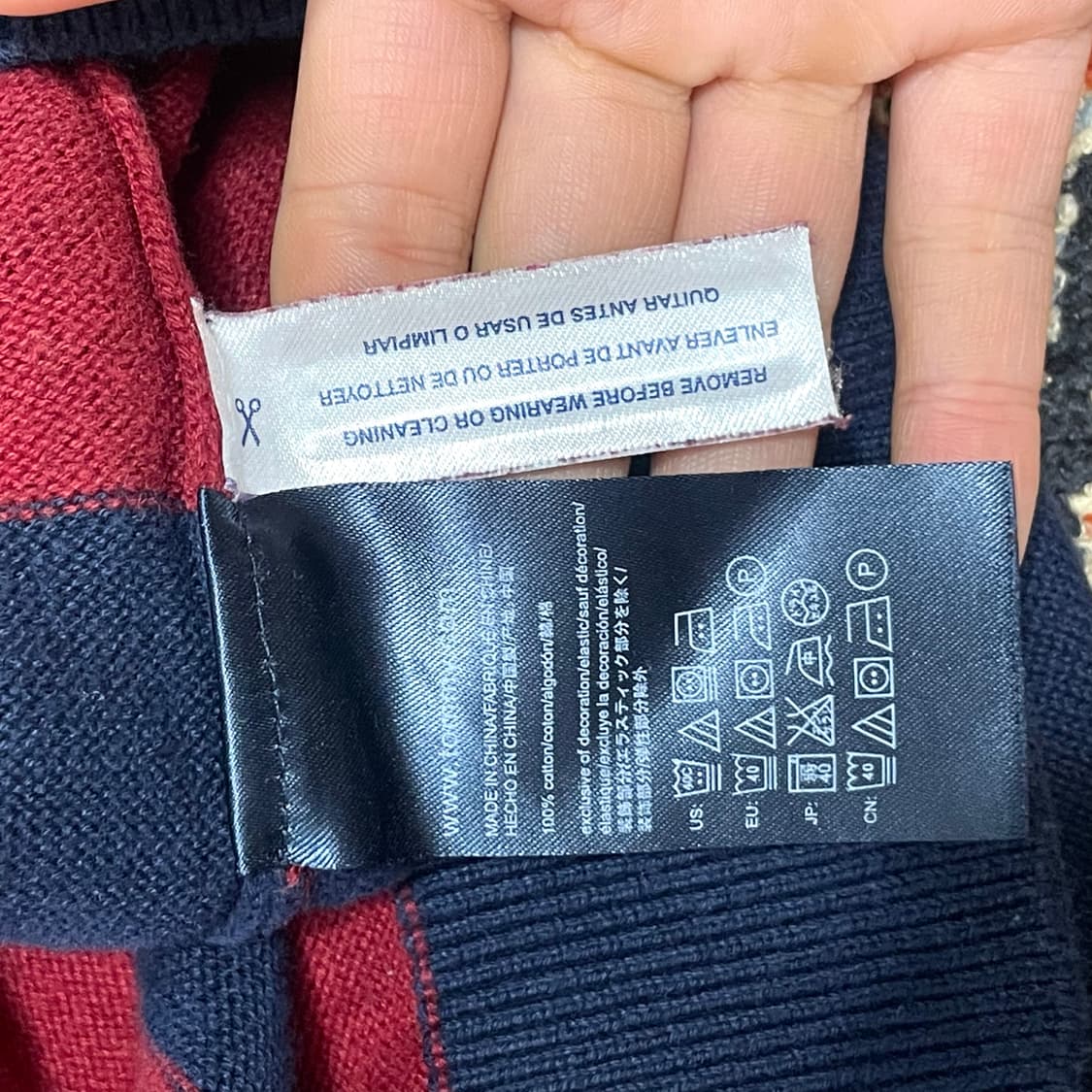 타미힐피거 네이비 스트라이프 면 니트 남성M 상품이미지4