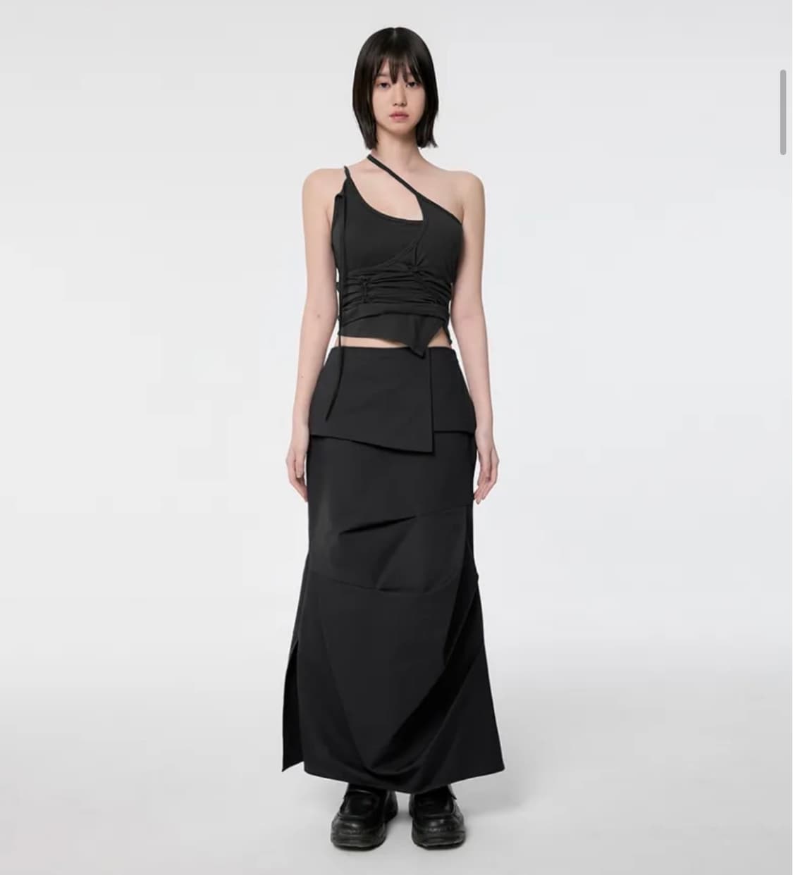 Drape Layered Maxi Skirt (FL-238_Black) 상품이미지1