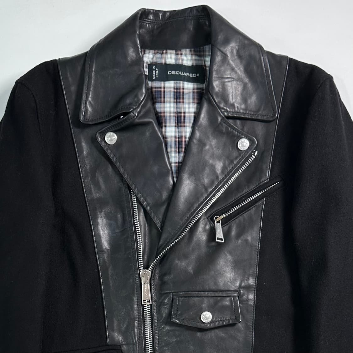 디스퀘어드 울/레더 바이커 자켓 상품이미지2