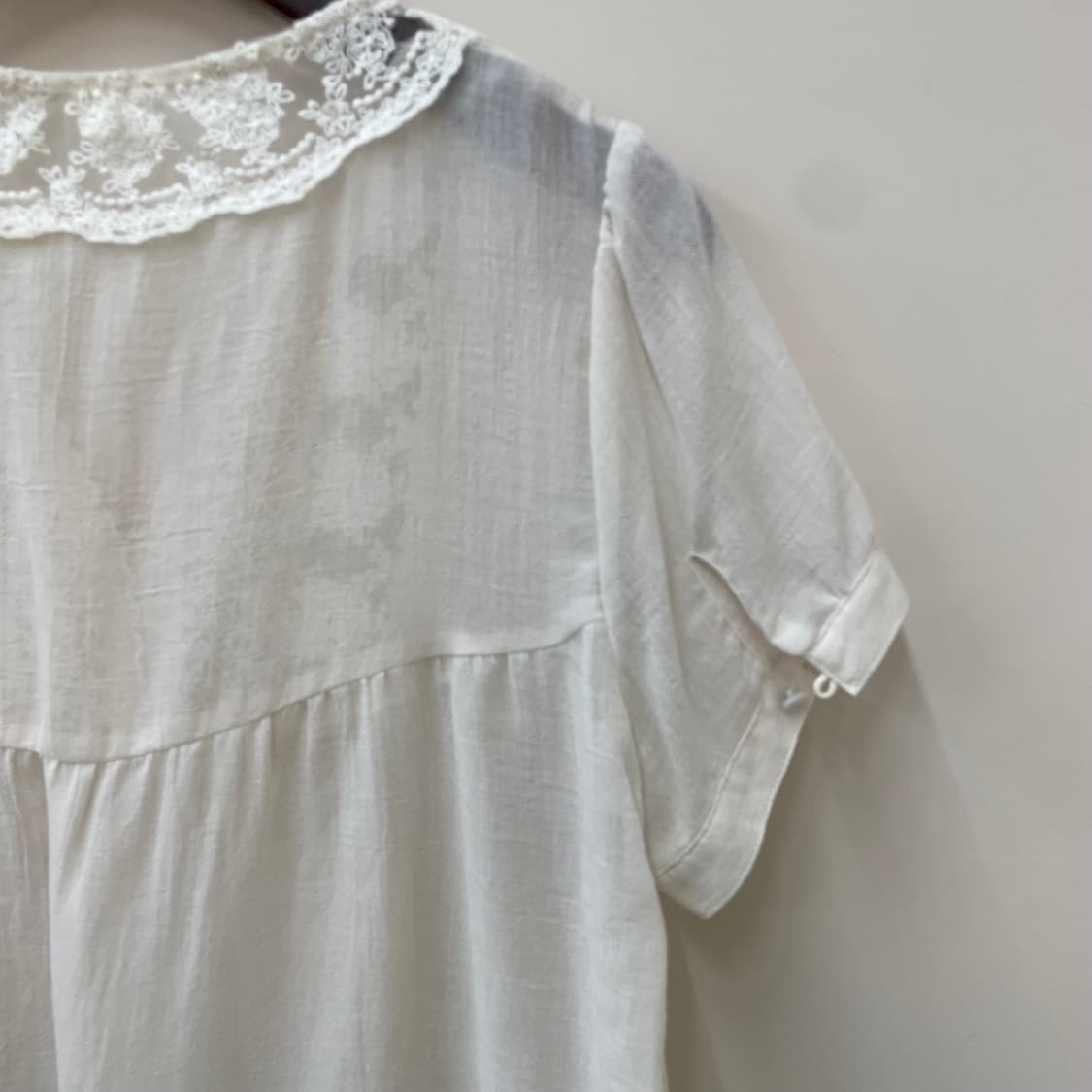 모리 사와코 아이보리 레이스 요크 블라우스 상품이미지5