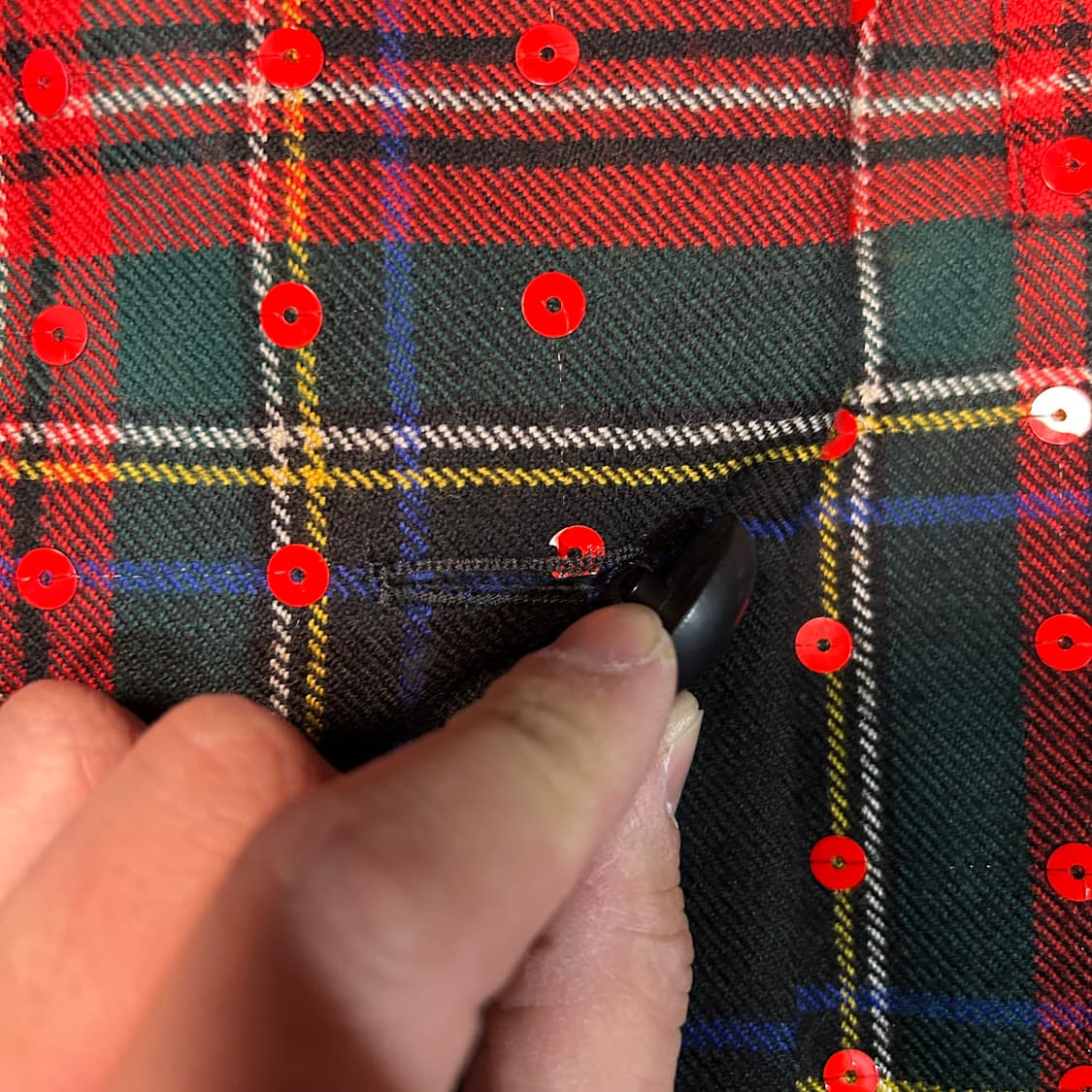 [M] 80s 발망 Ivoire 아카이브 타탄체크 스팽글 자켓 상품이미지6