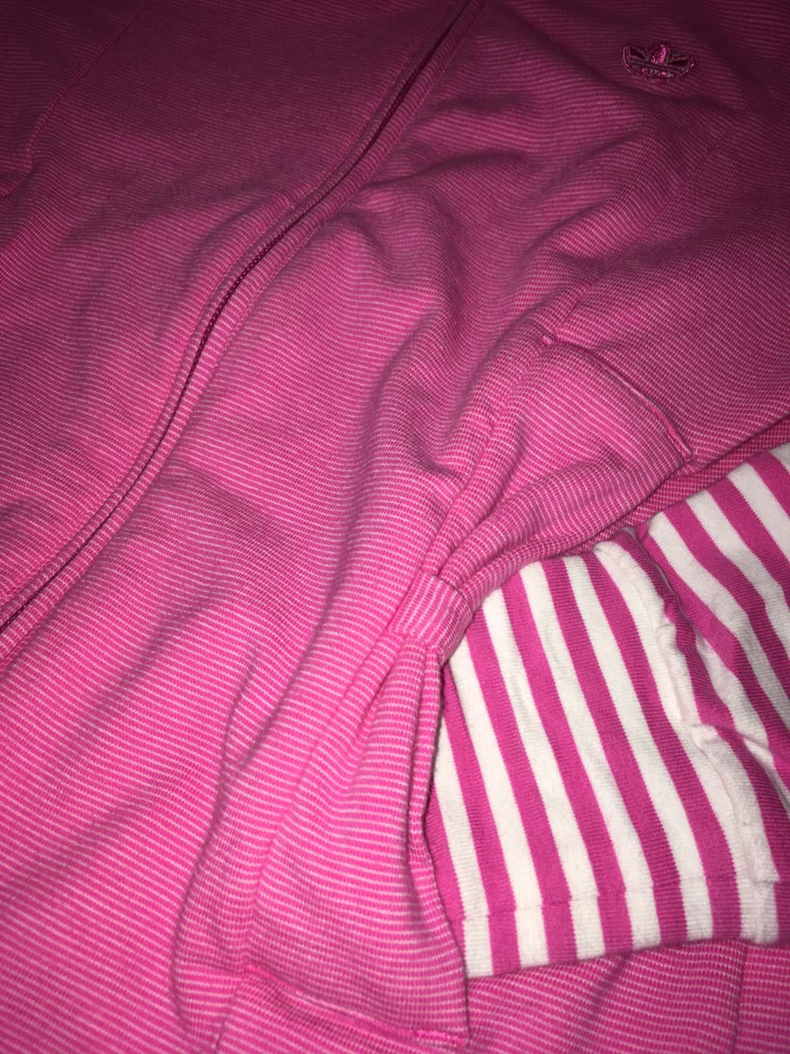 Adidas 스트라이프 핑크 리본 후드집업 95 상품이미지4