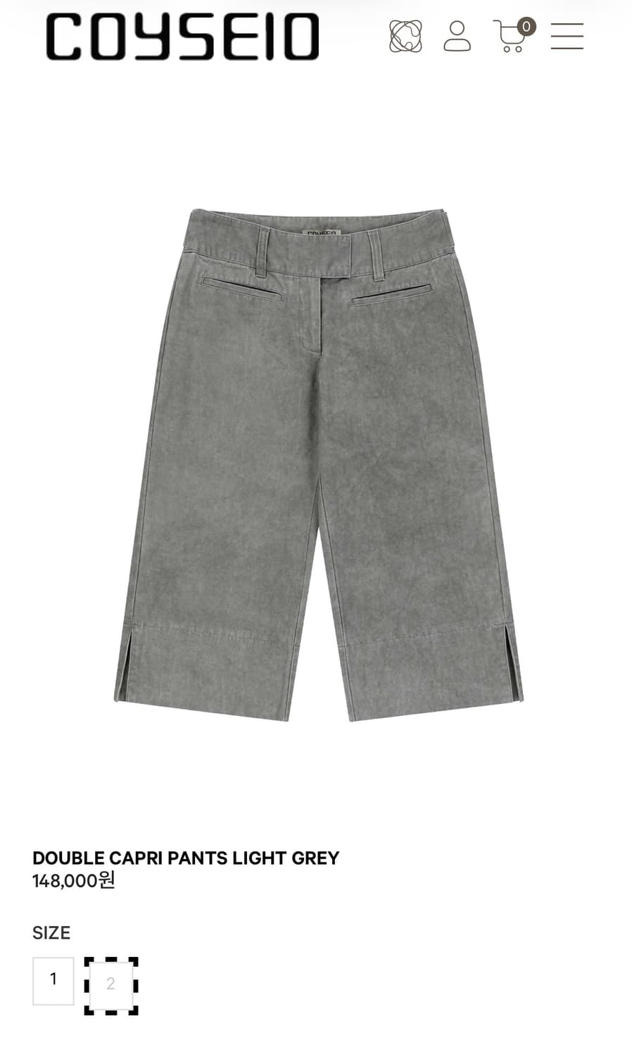 코이세이오 DOUBLE CAPRI PANTS LIGHT GREY 상품이미지5