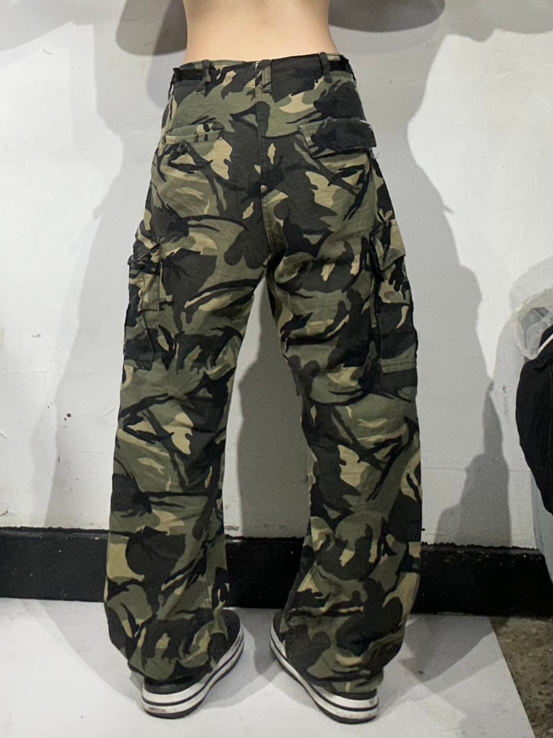빈티지 키키 미군 군복 카모 와이드 탄창 주머니 카고 팬츠 M 상품이미지3