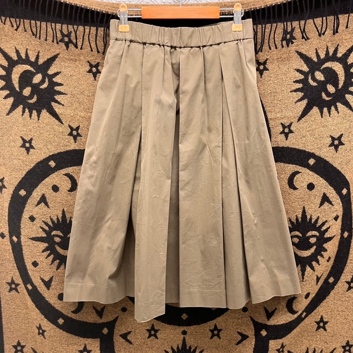 빈티지 캐주얼 코지 페미닌 말차카키 플리츠 밴딩 미디스커트 K0049 상품이미지3