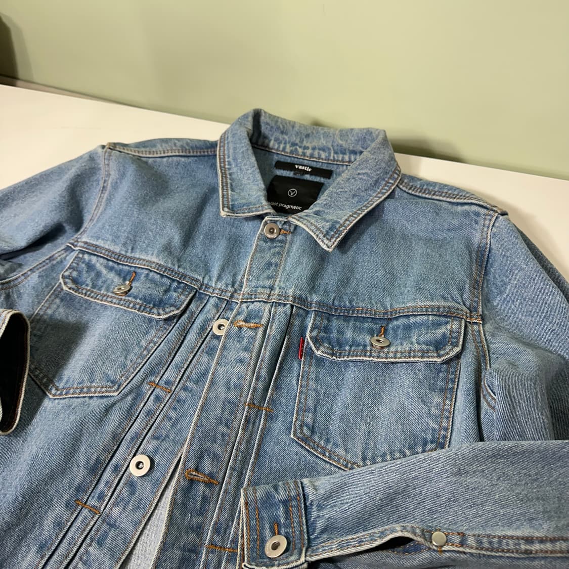 L-XL 바스틱 빈티지워시드 워크 청자켓 데님 트러커자켓 상품이미지1