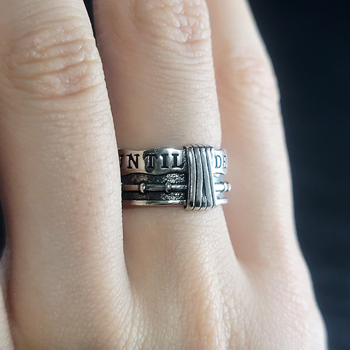 Until Death 실버 남자 엔틱 빈티지 명품 고대 스트릿 매듭 반지 상품이미지6