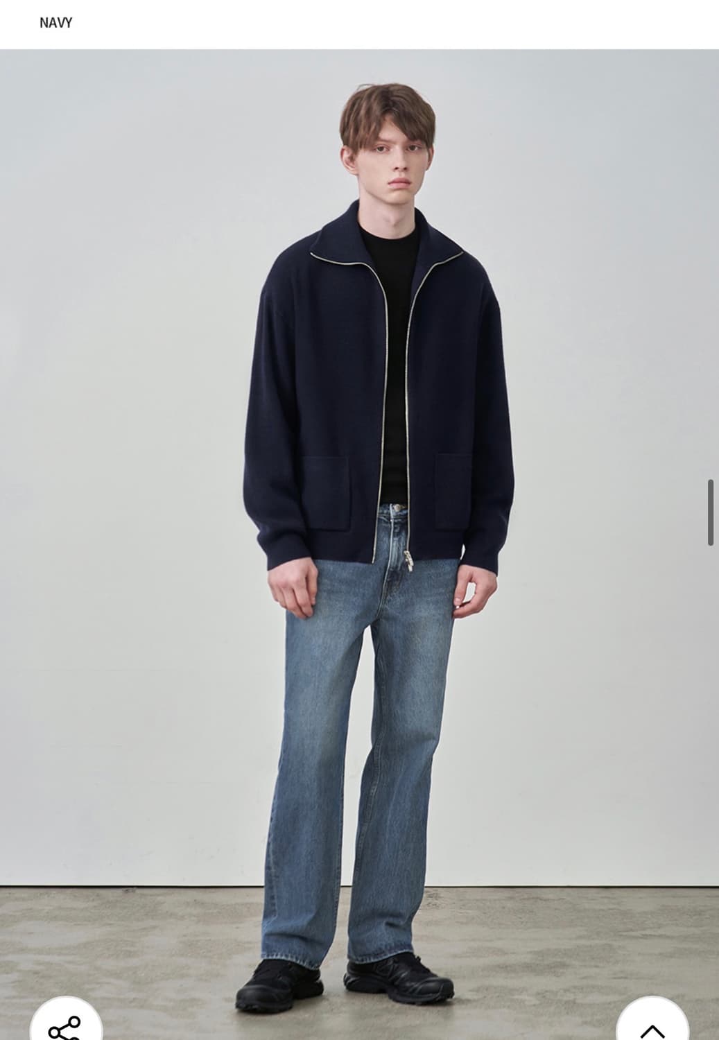 (새상품)(L) 드로우핏 오버사이즈 PBT 투웨이 풀집업 니트 NAVY 상품이미지4