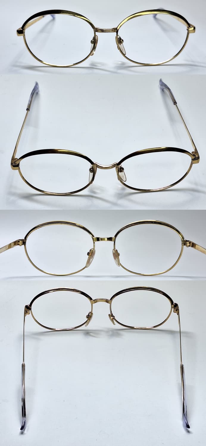 80s 일본제 빈티지 데드스톡/골드 브로우라인 포인트 안경테 133mm 상품이미지7