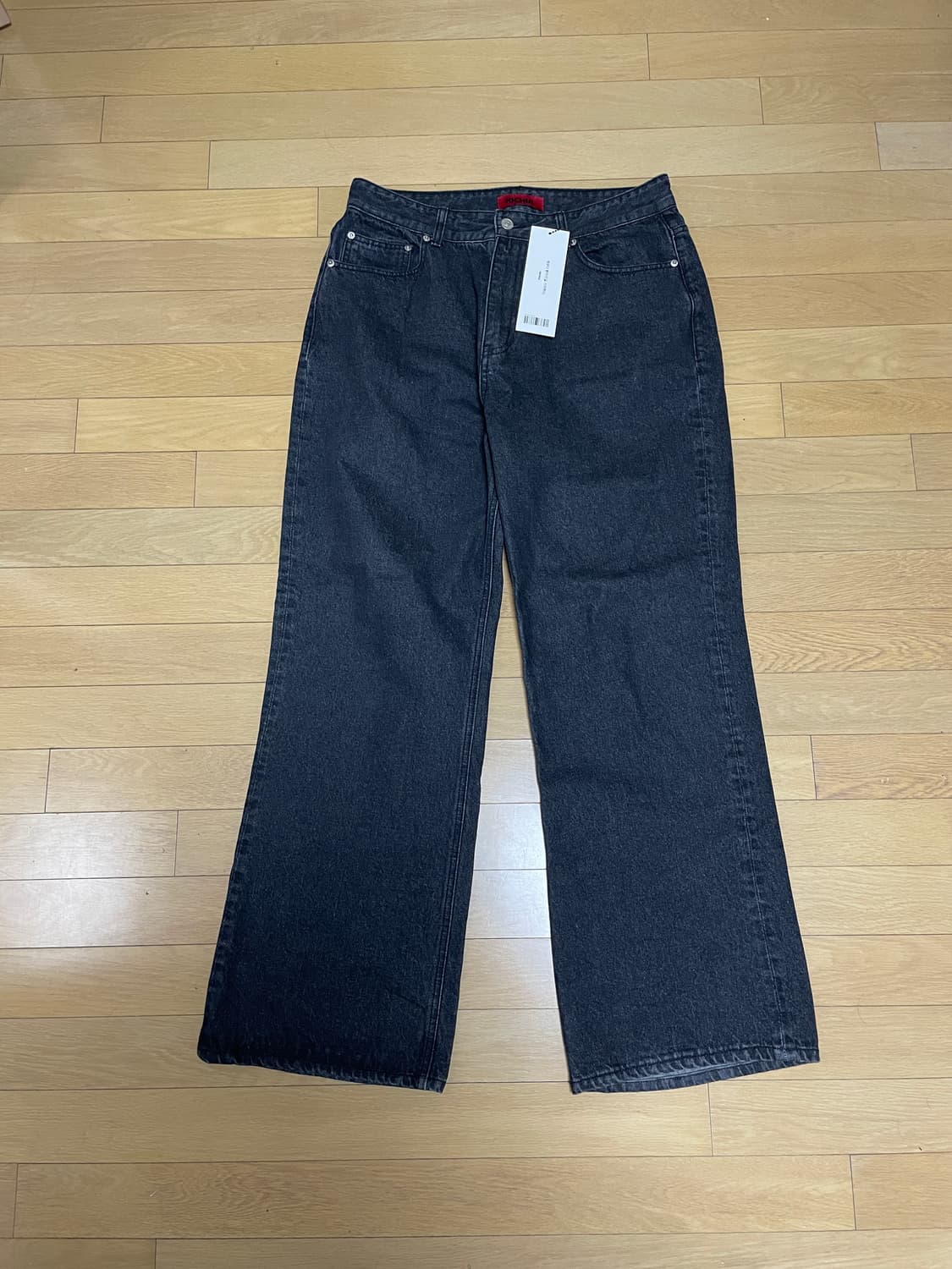 M 기철 와이드 데님팬츠 워시드블랙 상품이미지2