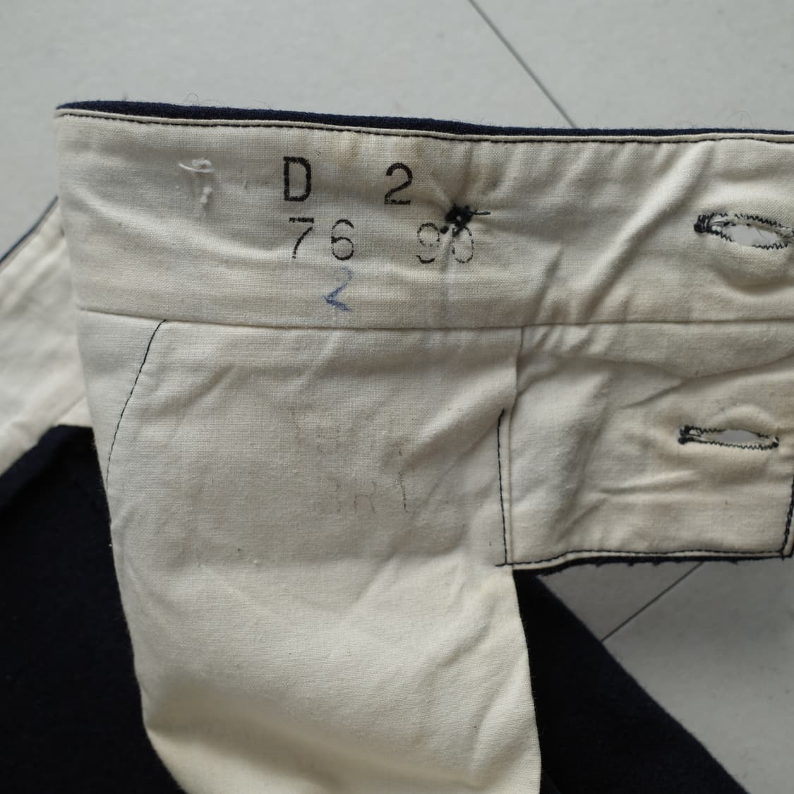 60s 오리지널 프랑스 해군 세일러 울 팬츠 33 프렌치 네이비 상품이미지4