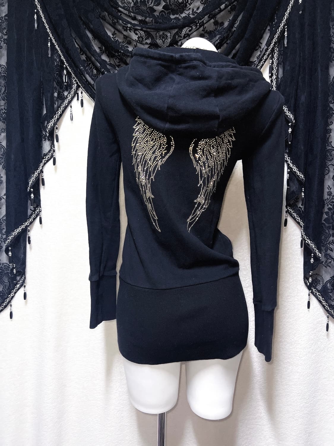 에고이스트 오네갸루 펑크 y2k 와투케 레터링 큐빅 날개 후드집업 원피스 상품이미지8