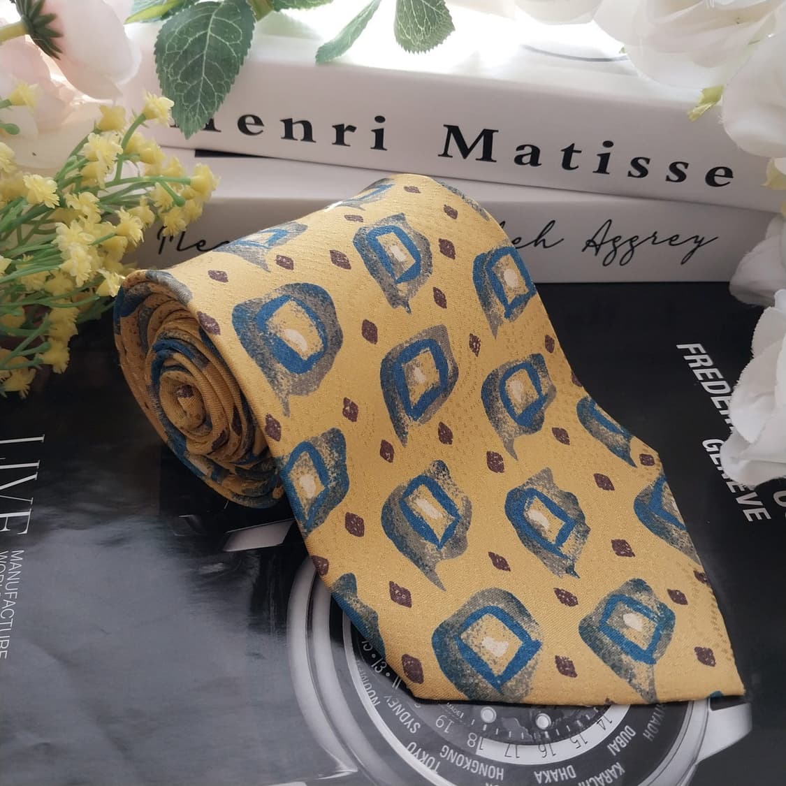 엔리코 코베리 실크 옐로우 패턴 넥타이 10cm A+등급 K1327
 상품이미지2