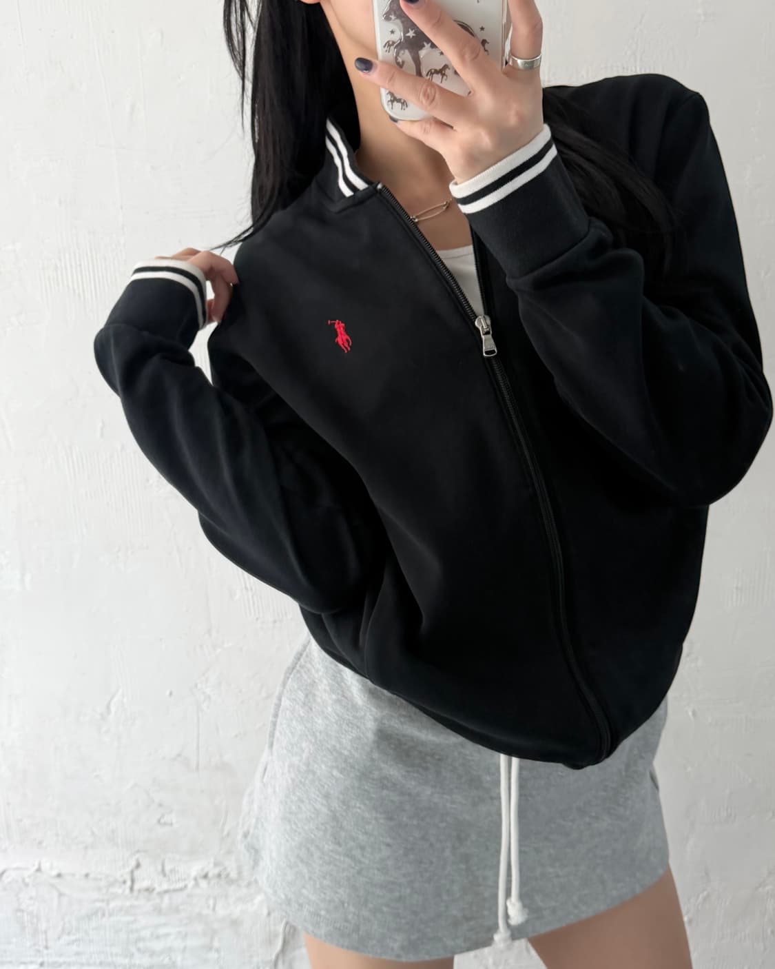 Polo 폴로 랄프로렌 신형 레드포니 블랙컬러 코튼 집업 트랙 자켓 상품이미지3