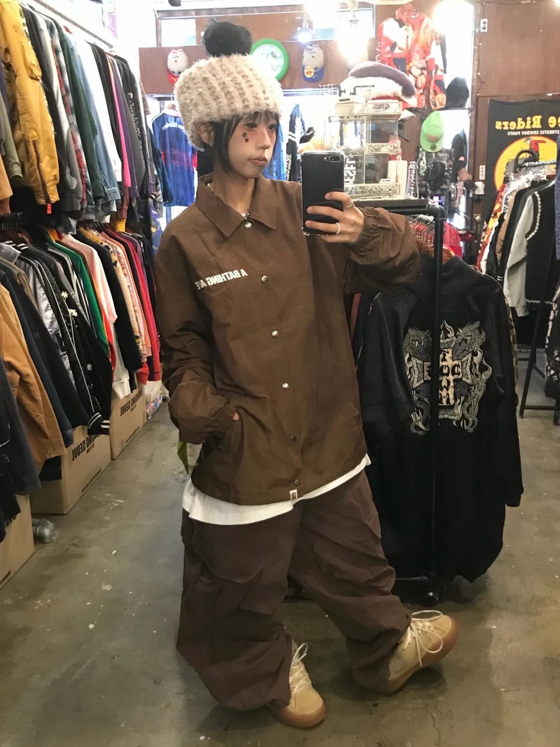 Bape Brown Pattern Coach Jacket  상품이미지5