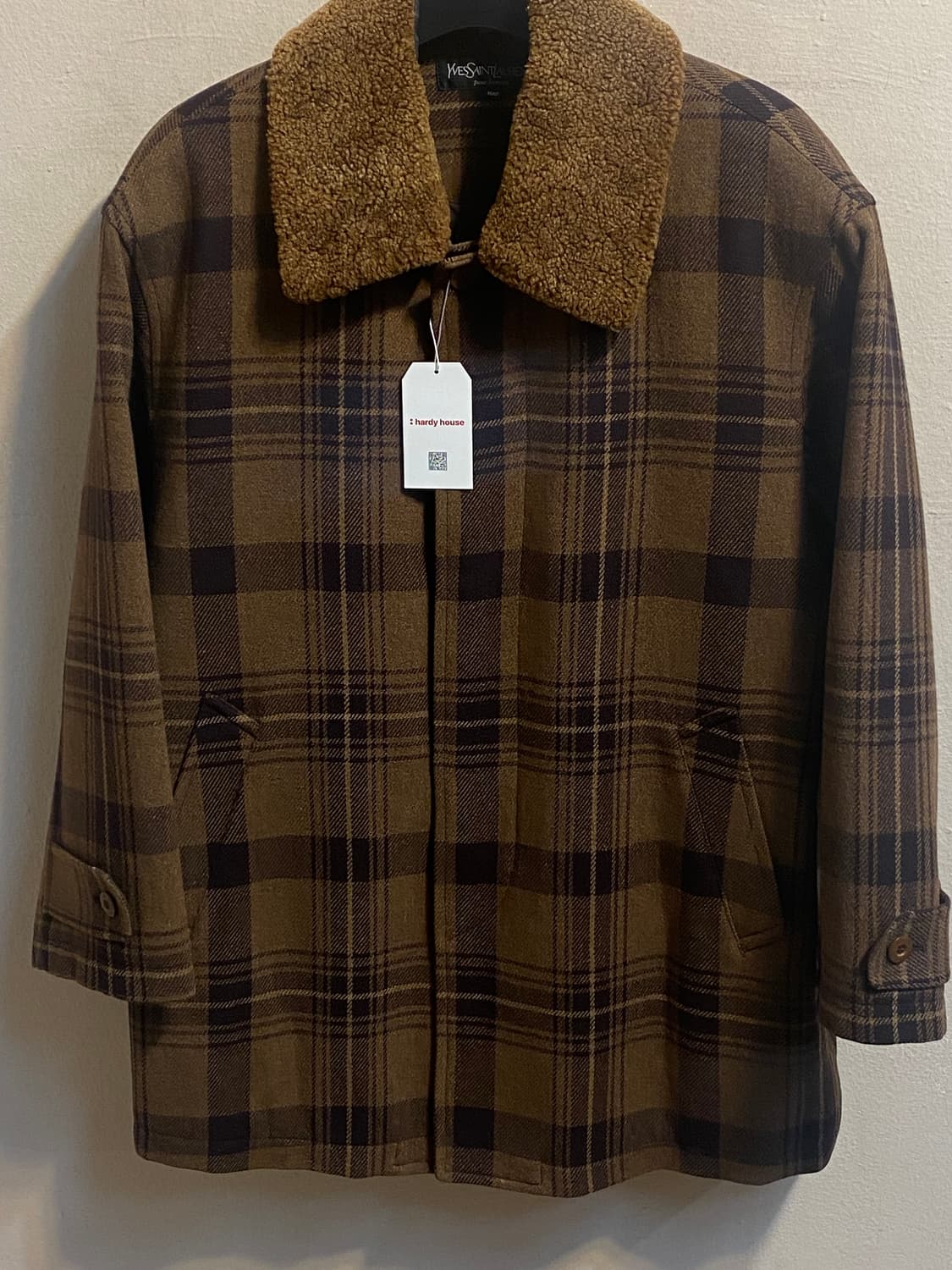 입생로랑 체크 울 카라 코트 상품이미지3