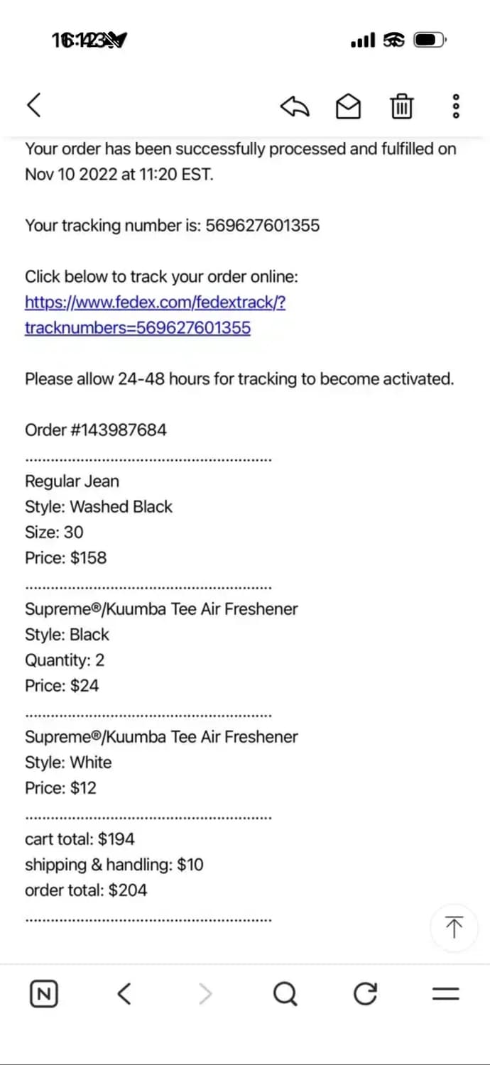 슈프림 레귤러 진 워시드 블랙 - 22FW  상품이미지3