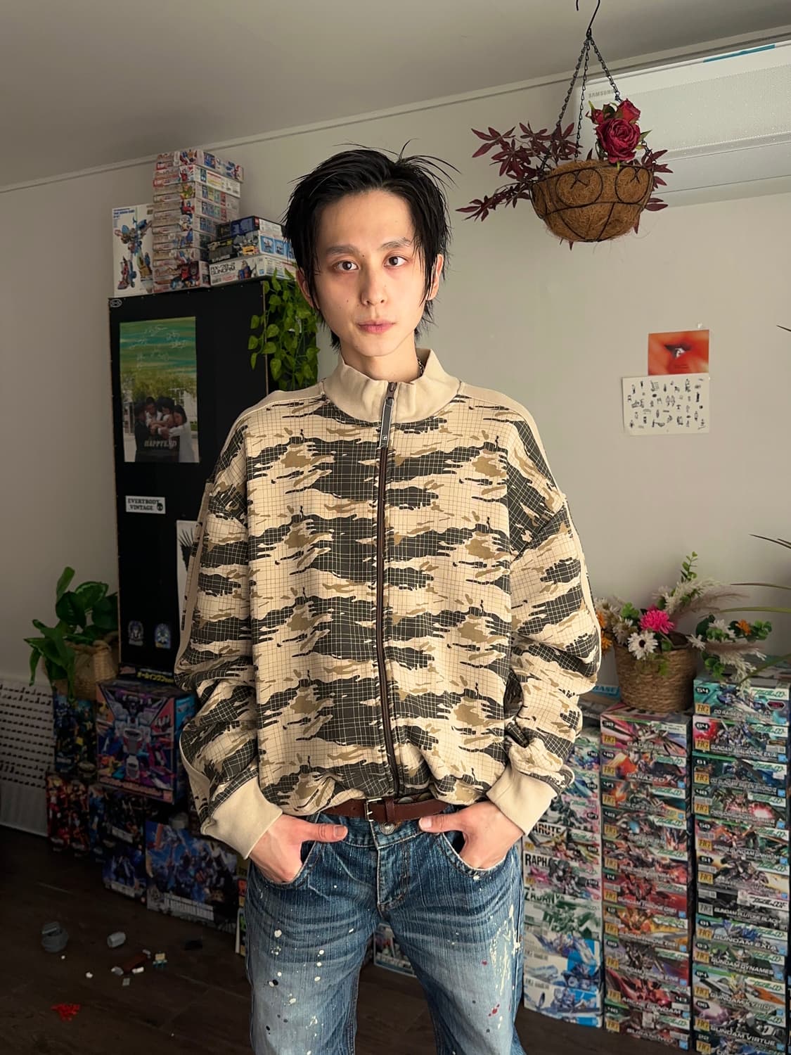 Ringspun 카모 그래프 체크 져지 집업 상품이미지5