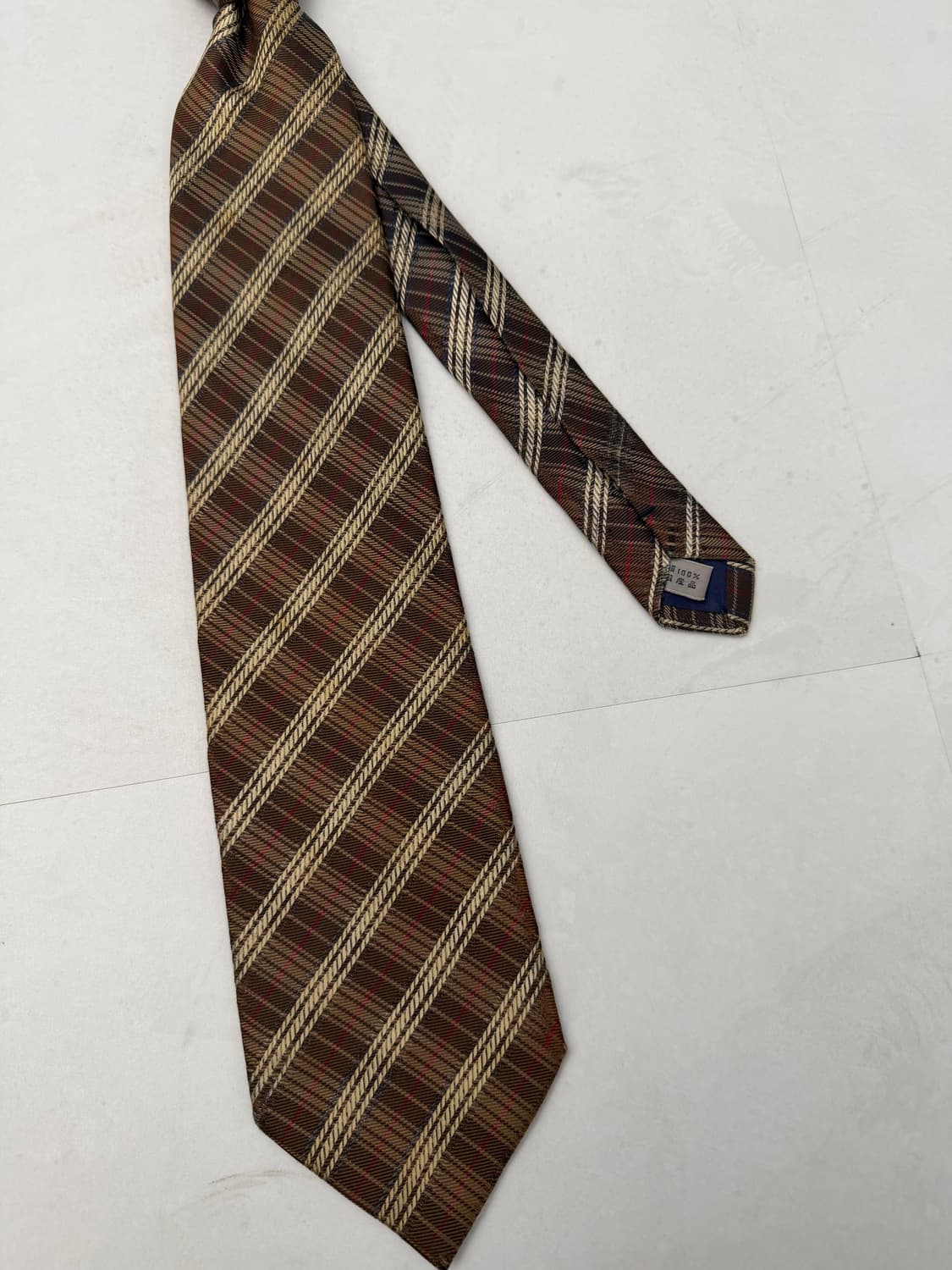 브라운 체크 넥타이 상품이미지2